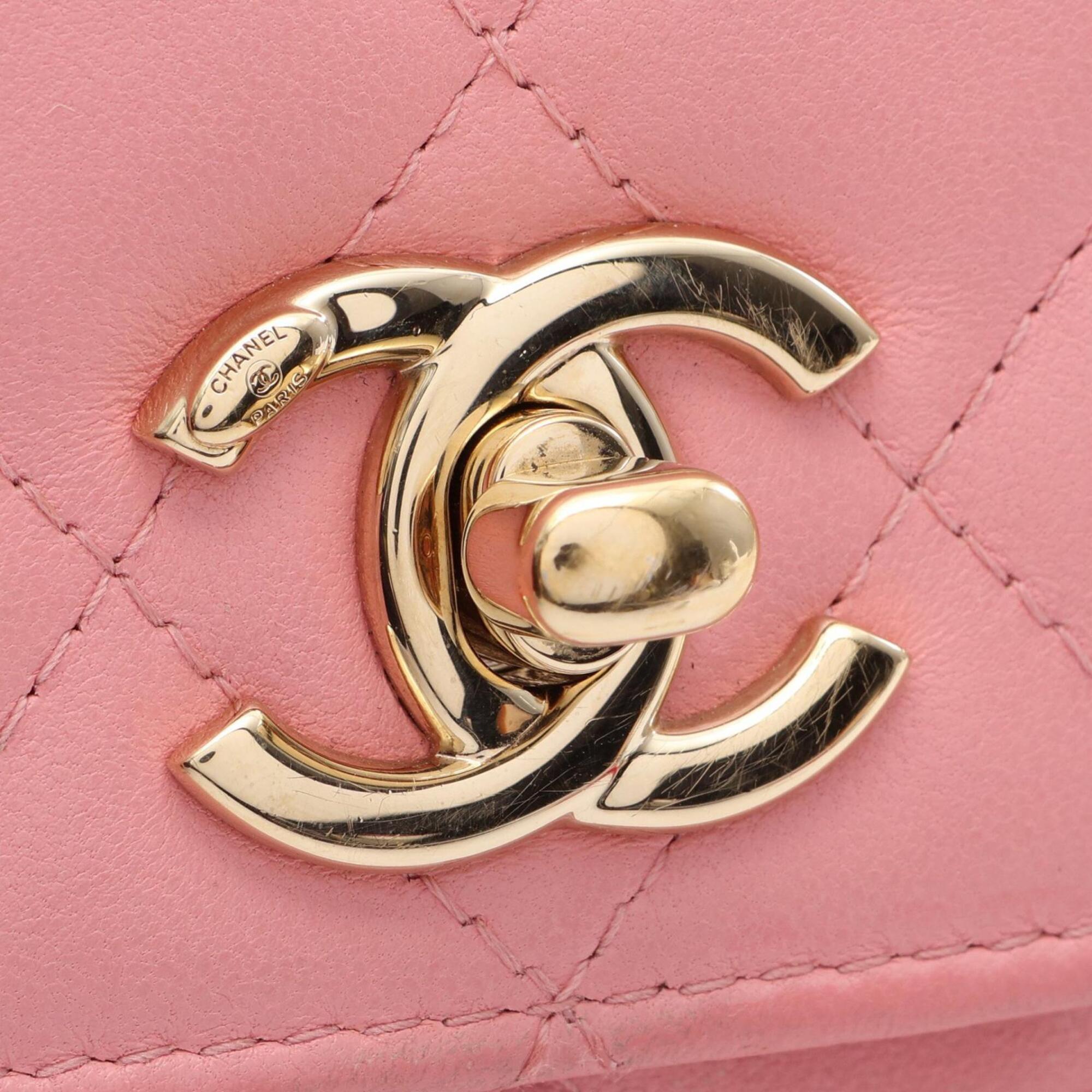 Chanel Pink Leather Handbag Shoulder Bag (Pre-Owned)