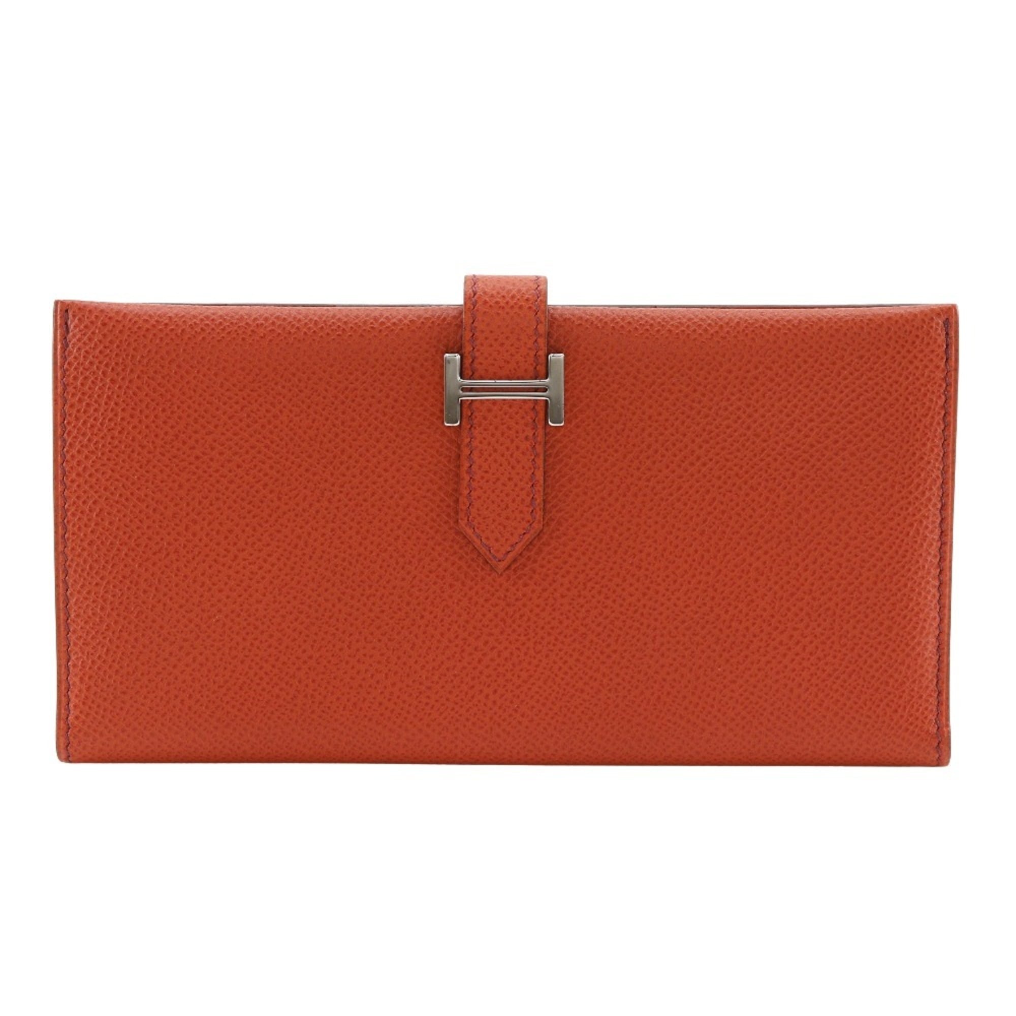 Hermes Orange Epsom Leather Long Wallet (Bi-Fold) (Pre-Owned)