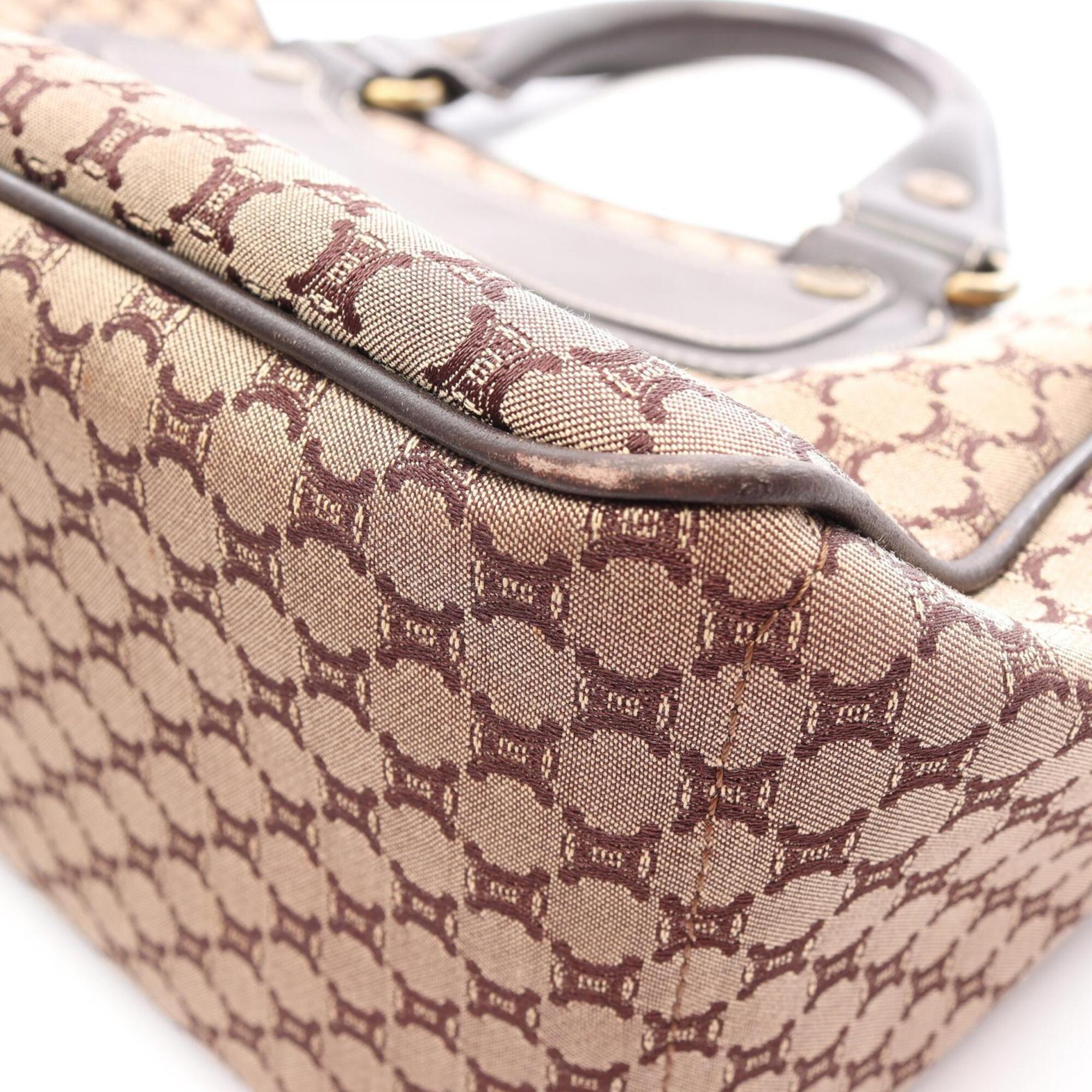 Celine Beige Brown Canvas Leather Handbag (Pre-Owned)