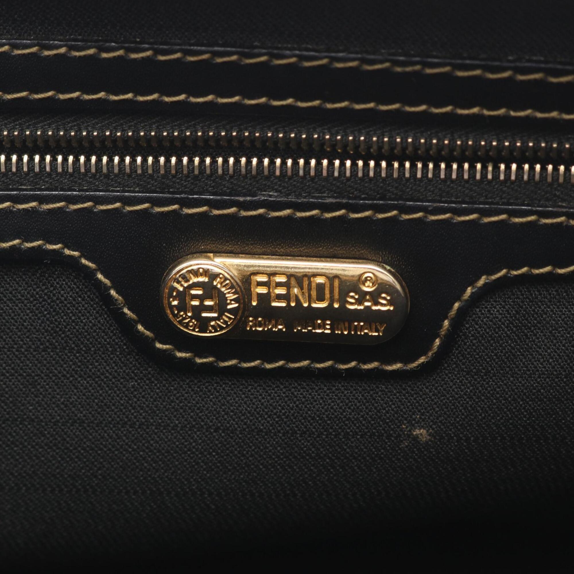 Fendi Black Brown Coated Canvas Pvc Leather Handbag Tote Bag (Pre-Owned)