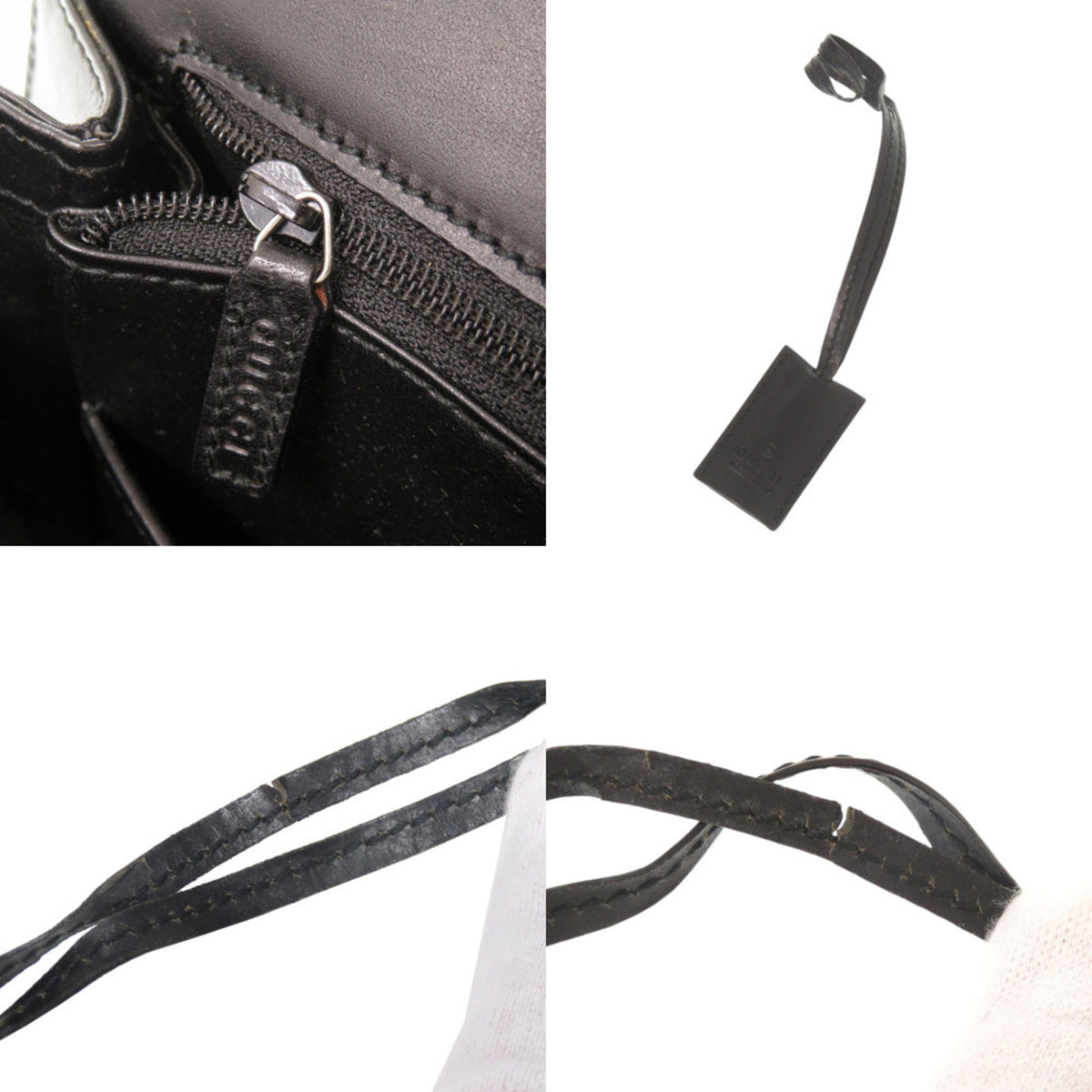 Gucci Black Green Felt Handbag Shoulder Bag (Pre-Owned)
