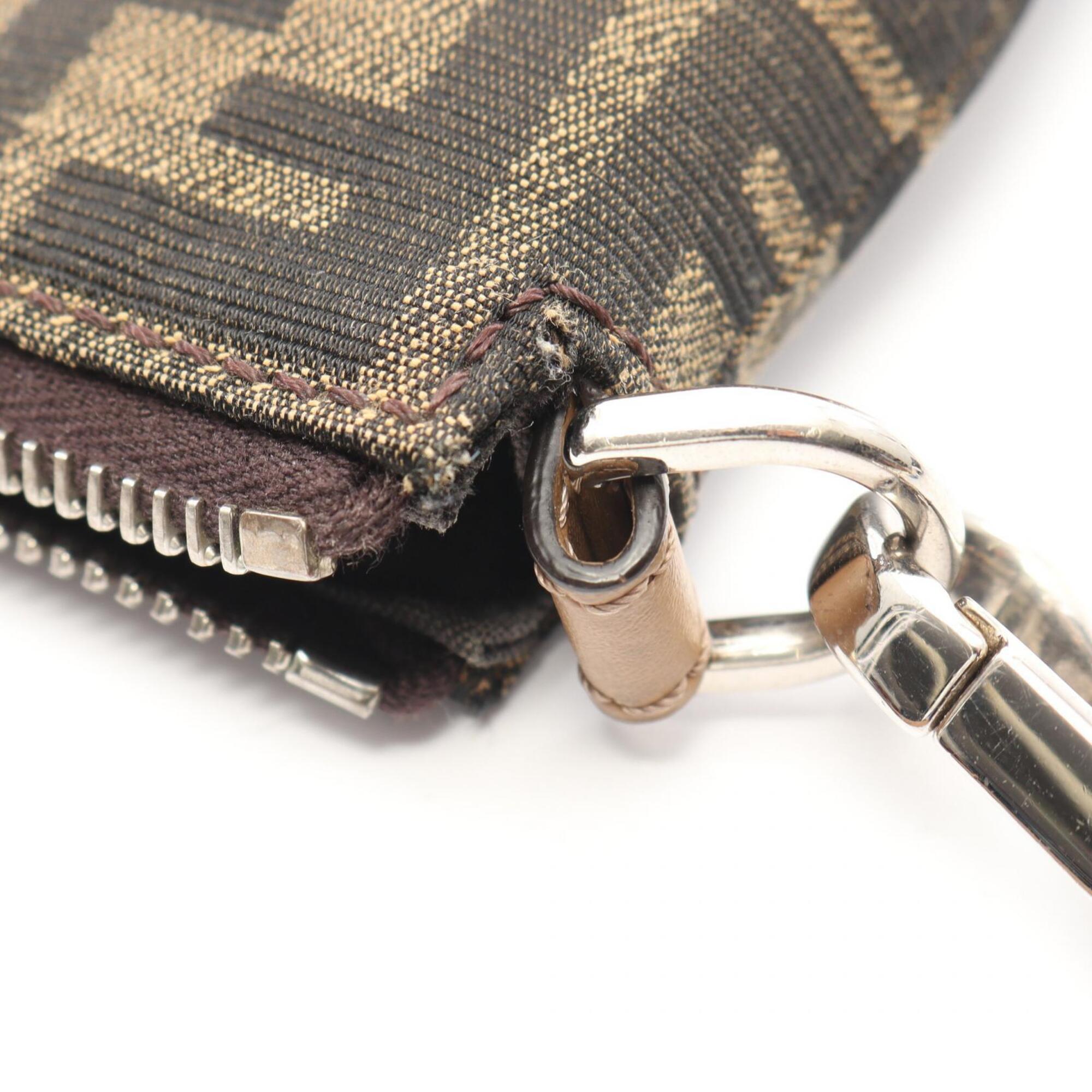 Fendi Beige Brown Leather Canvas Handbag Shoulder Bag (Pre-Owned)