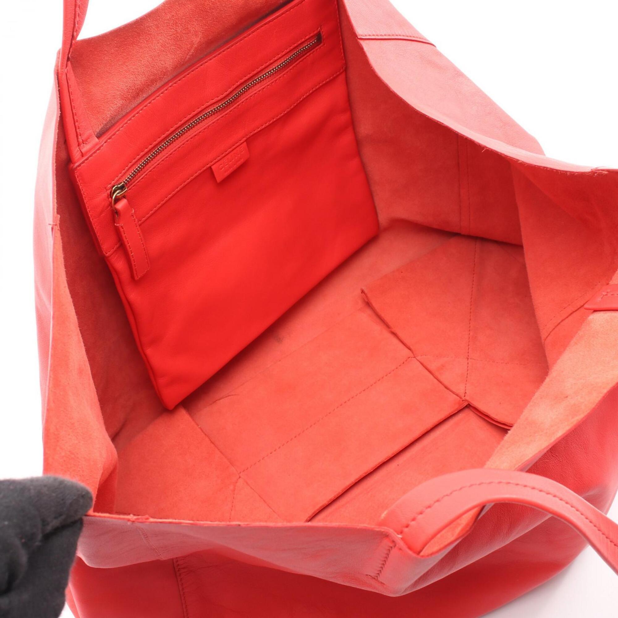Celine Red Color Leather Handbag Tote Bag (Pre-Owned)