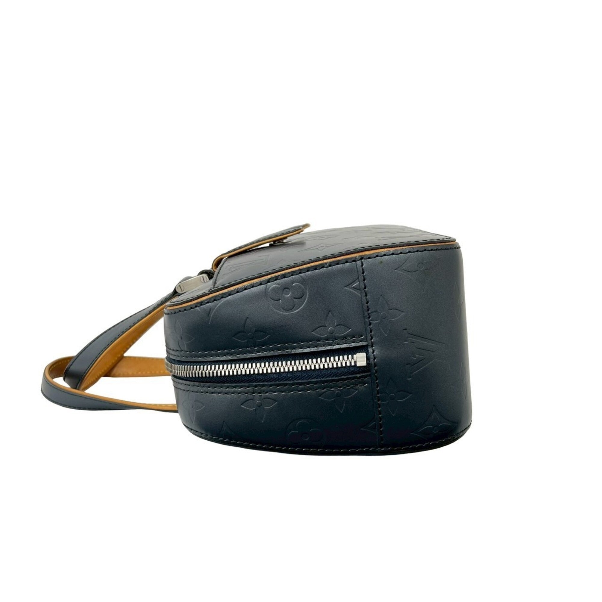 Louis Vuitton Navy Leather Boston Bag Handbag (Pre-Owned)