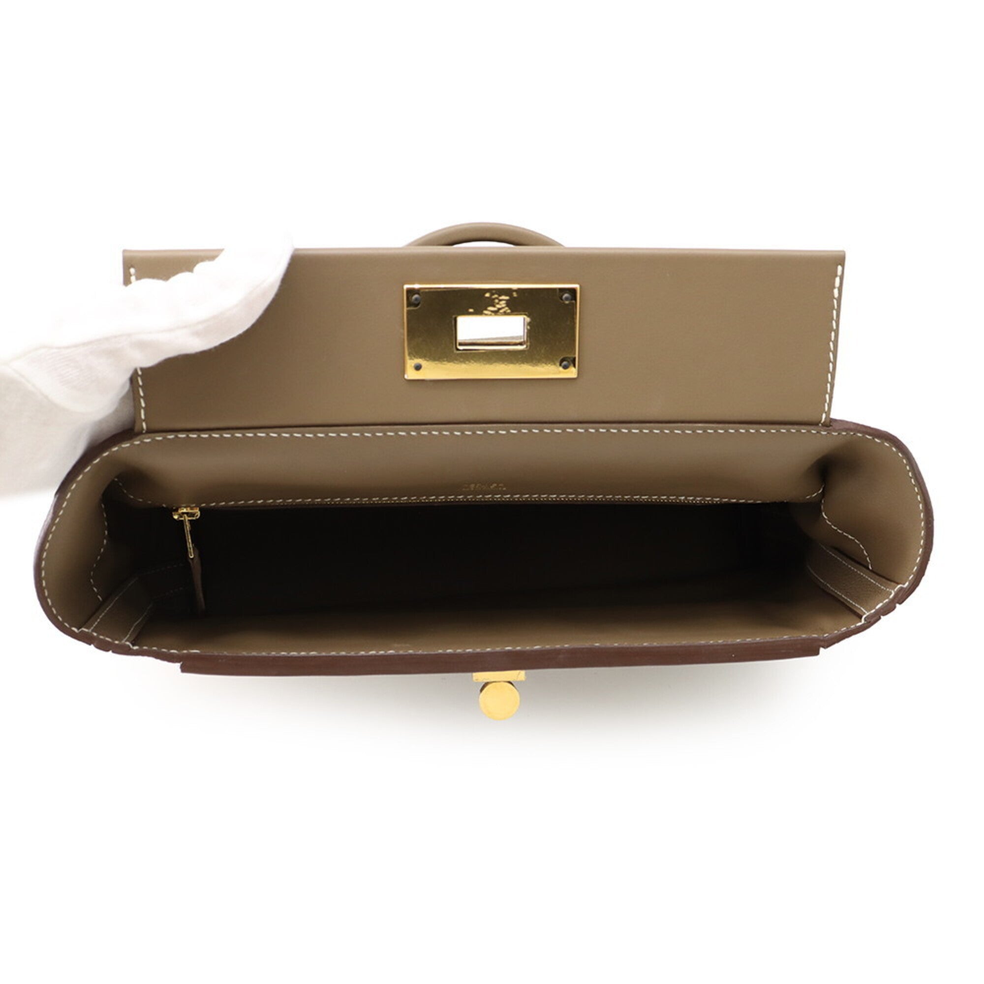 Hermes Etoupe Gray Togo Leather Swift Leather Handbag (Pre-Owned)
