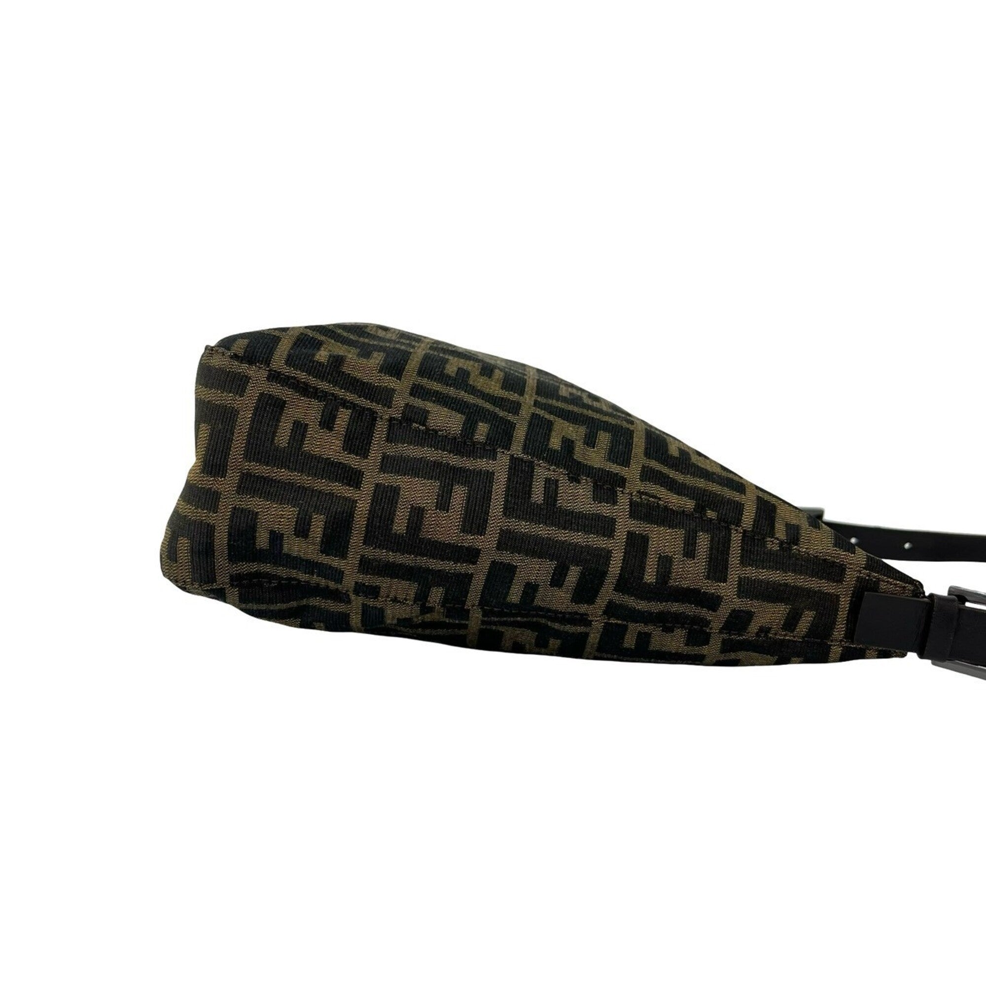 Fendi Black Brown Canvas Leather Shoulder Bag Tote Bag (Pre-Owned)