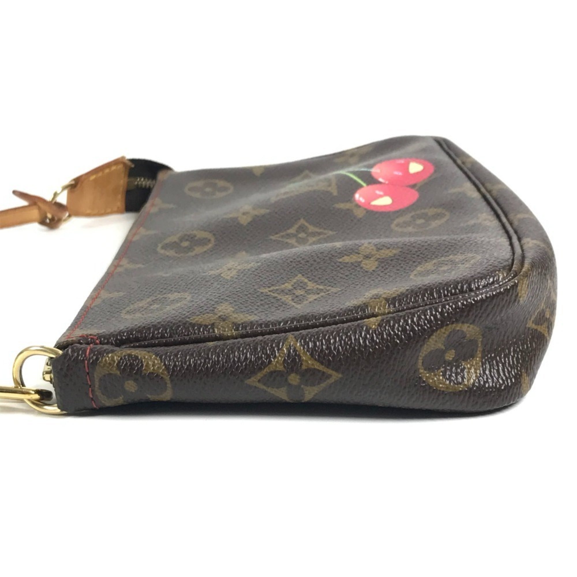 Louis Vuitton Brown Monogram Cherry Red Color Handbag Pochette (Pre-Owned)