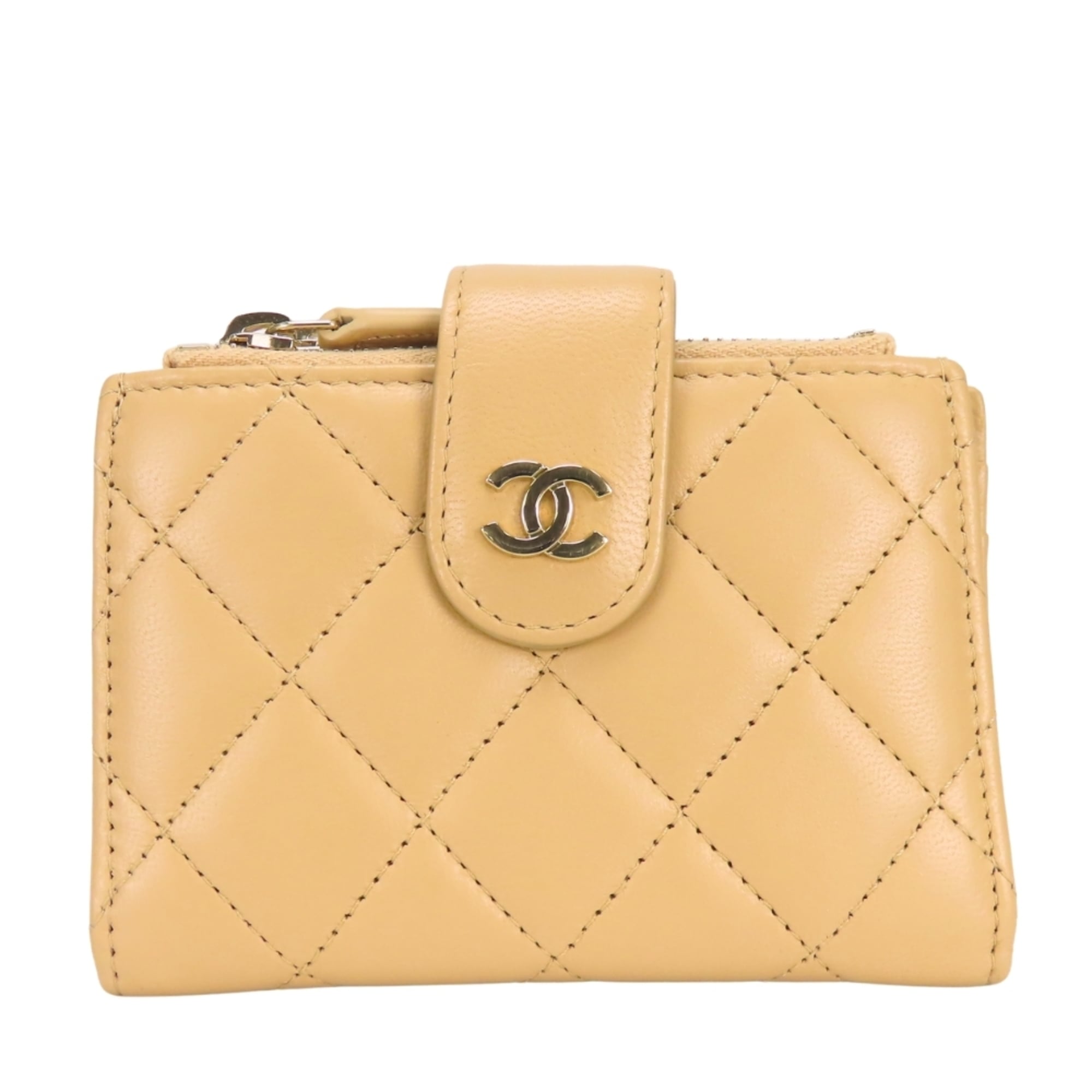 Chanel Beige Leather Coin Purse/Coin Case (Pre-Owned)