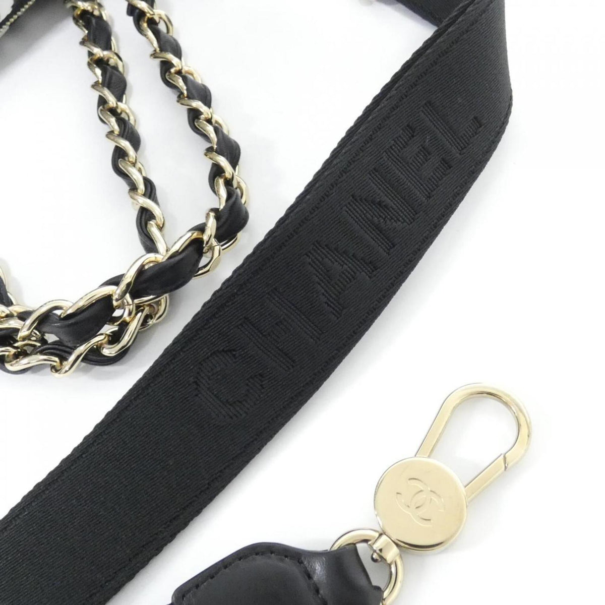 Chanel Black White Fabric Boston Bag (Pre-Owned)