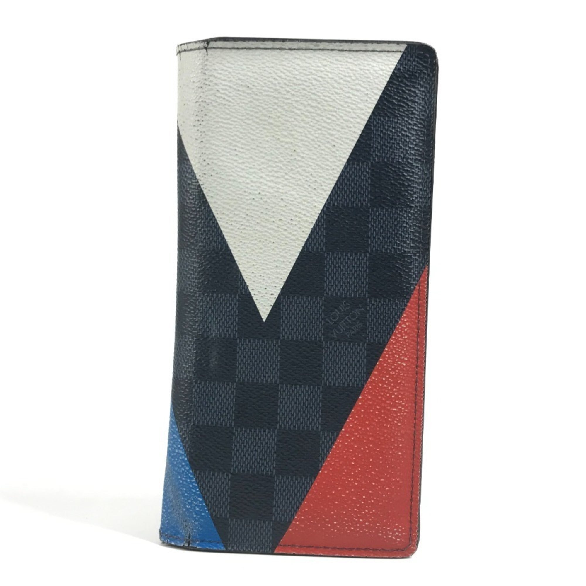Louis Vuitton Blue Navy Red Color White Long Wallet (Bi-Fold) (Pre-Owned)