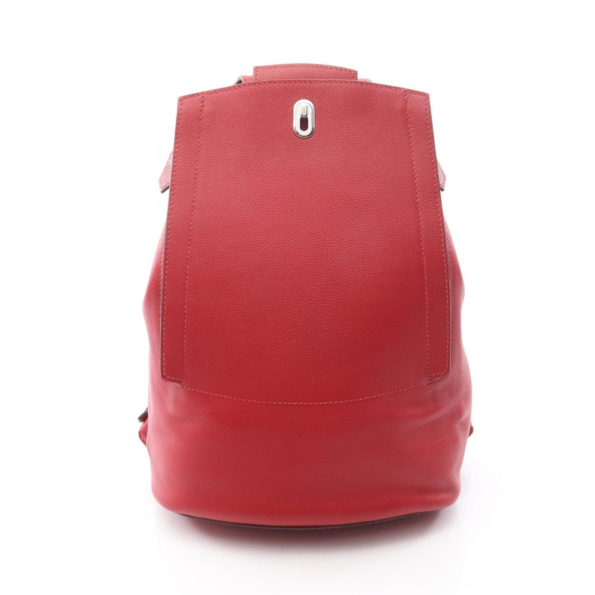 Hermes Red Color Rouge Casaque Evergrain Leather Leather Backpack Handbag (Pre-Owned)