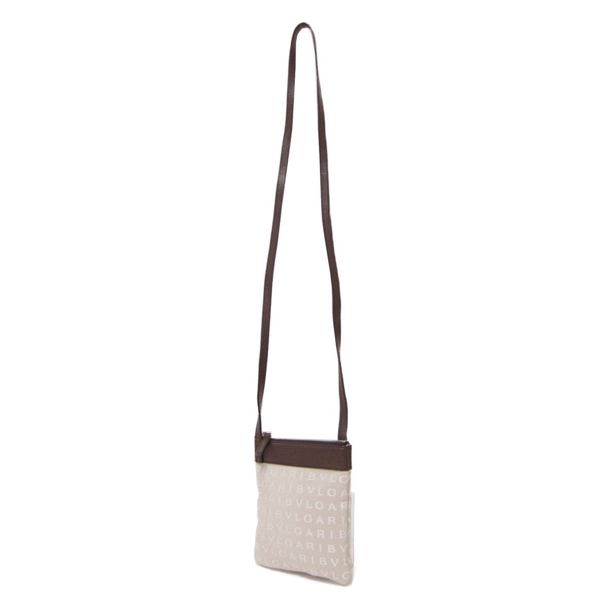Bvlgari Beige Brown Canvas Leather Pochette Shoulder Bag (Pre-Owned)
