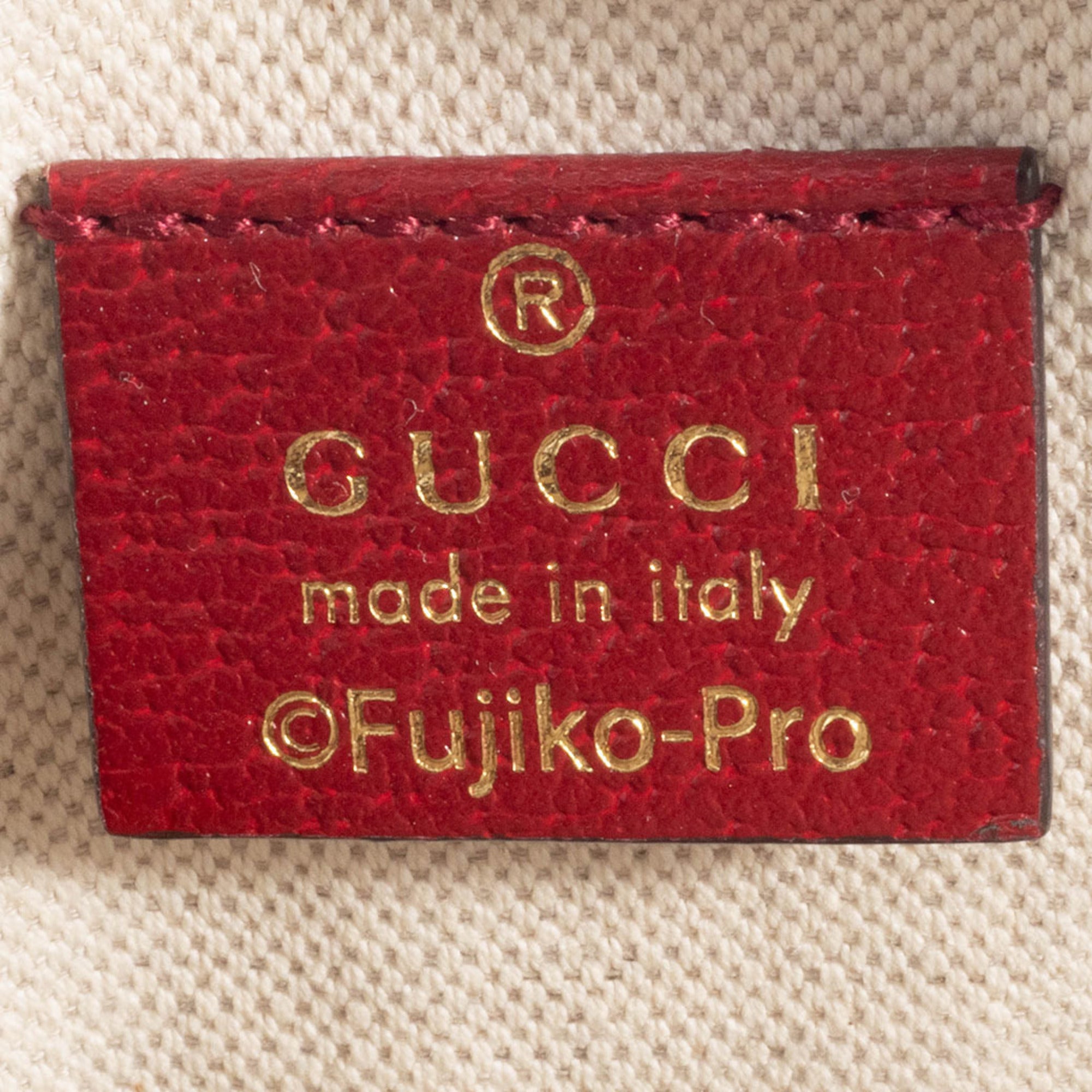 Gucci Beige Red Color Gg Supreme Leather Shoulder Bag (Pre-Owned)