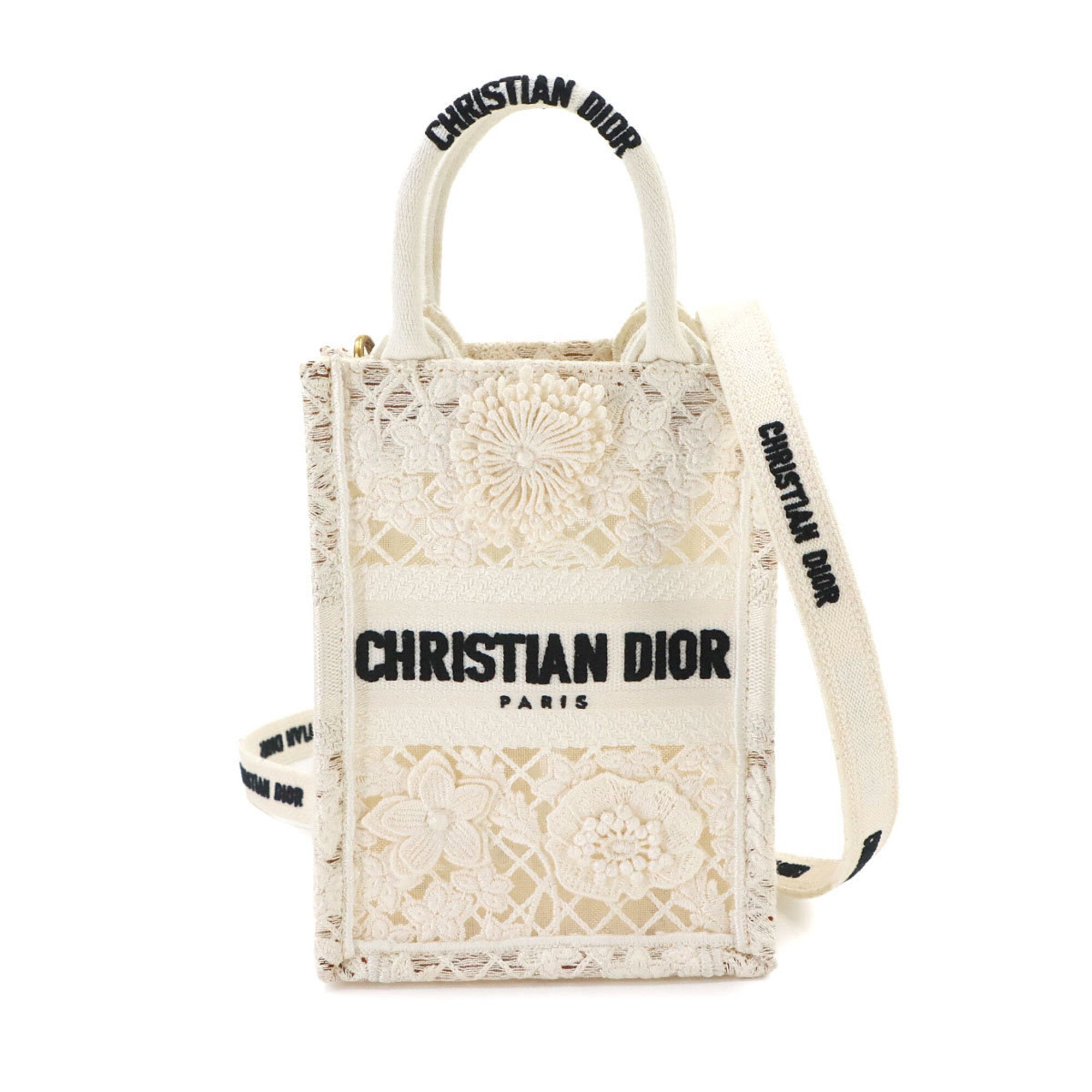Christian Dior White Canvas Handbag Tote Bag (Pre-Owned)