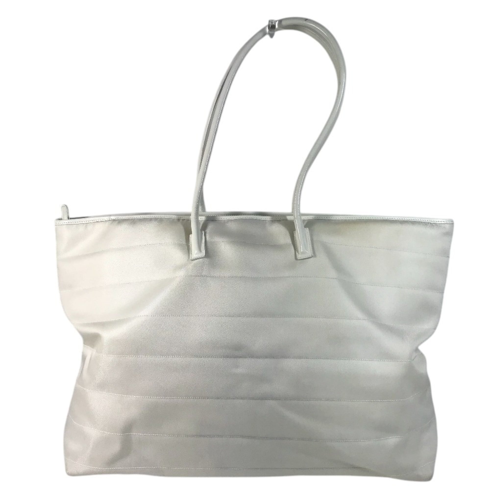 Gucci White Nylon Canvas Leather Boston Bag Shoulder Bag Tote Bag (Pre-Owned)