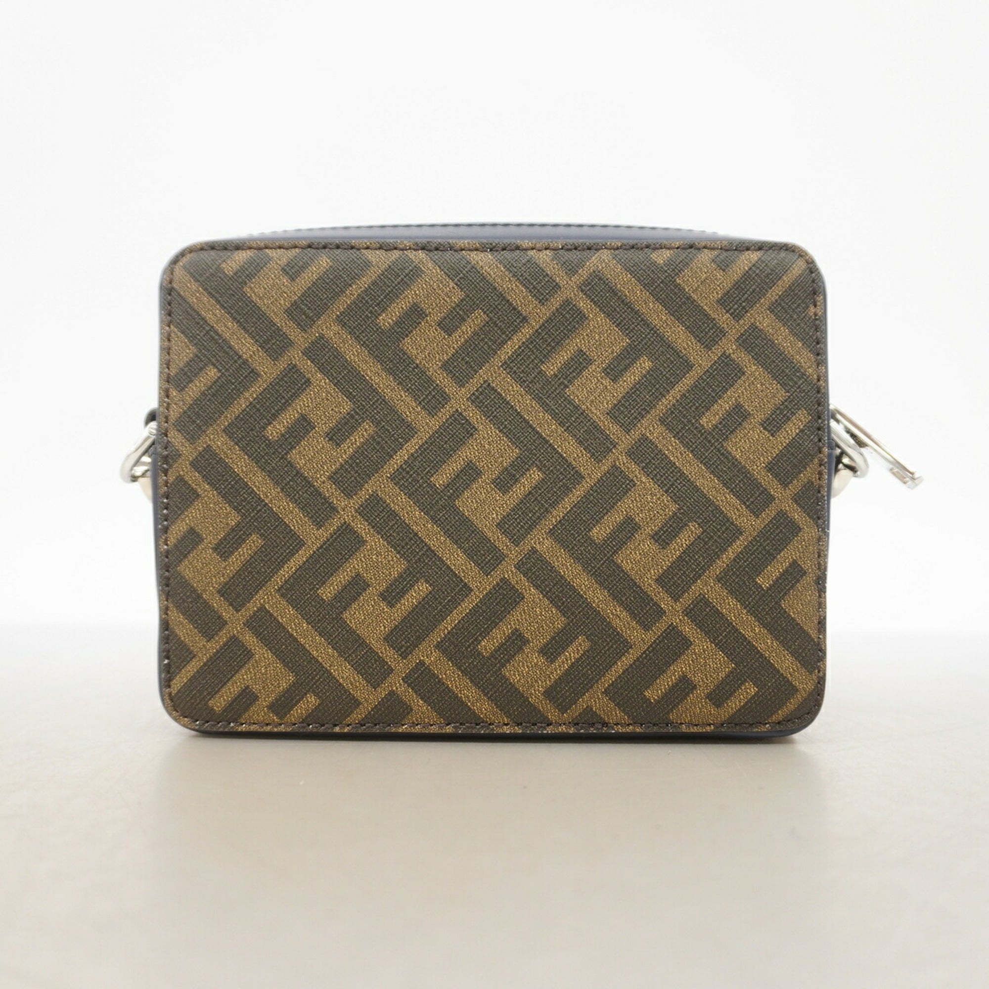 Fendi Khaki Navy Pvc Leather Shoulder Bag (Pre-Owned)