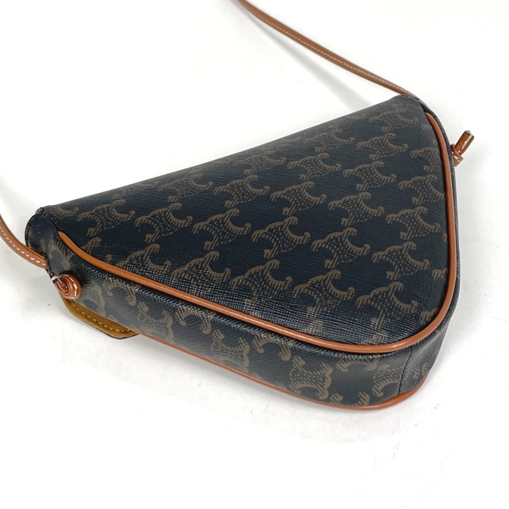 Celine Black Brown Coated Canvas Leather Shoulder Bag (Pre-Owned)