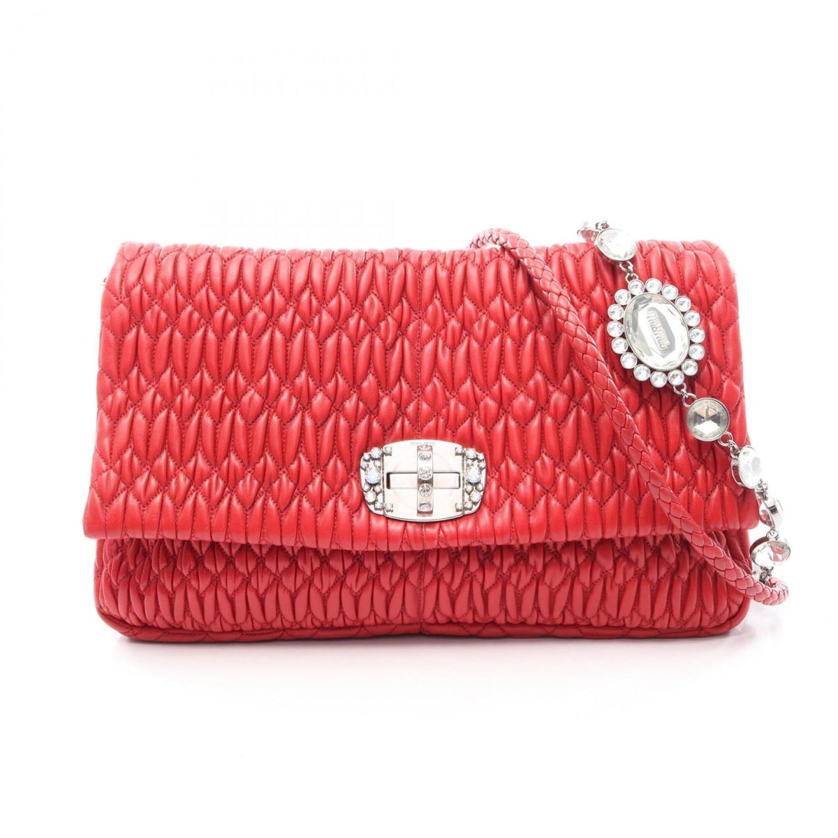 Miu Miu Matelasse Red Color Leather Handbag Shoulder Bag (Pre-Owned)