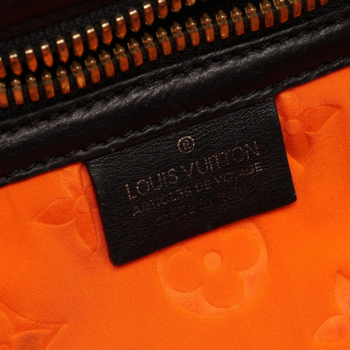 Louis Vuitton Black Lv Orange Orange Leather Microfiber Handbag Tote Bag (Pre-Owned)