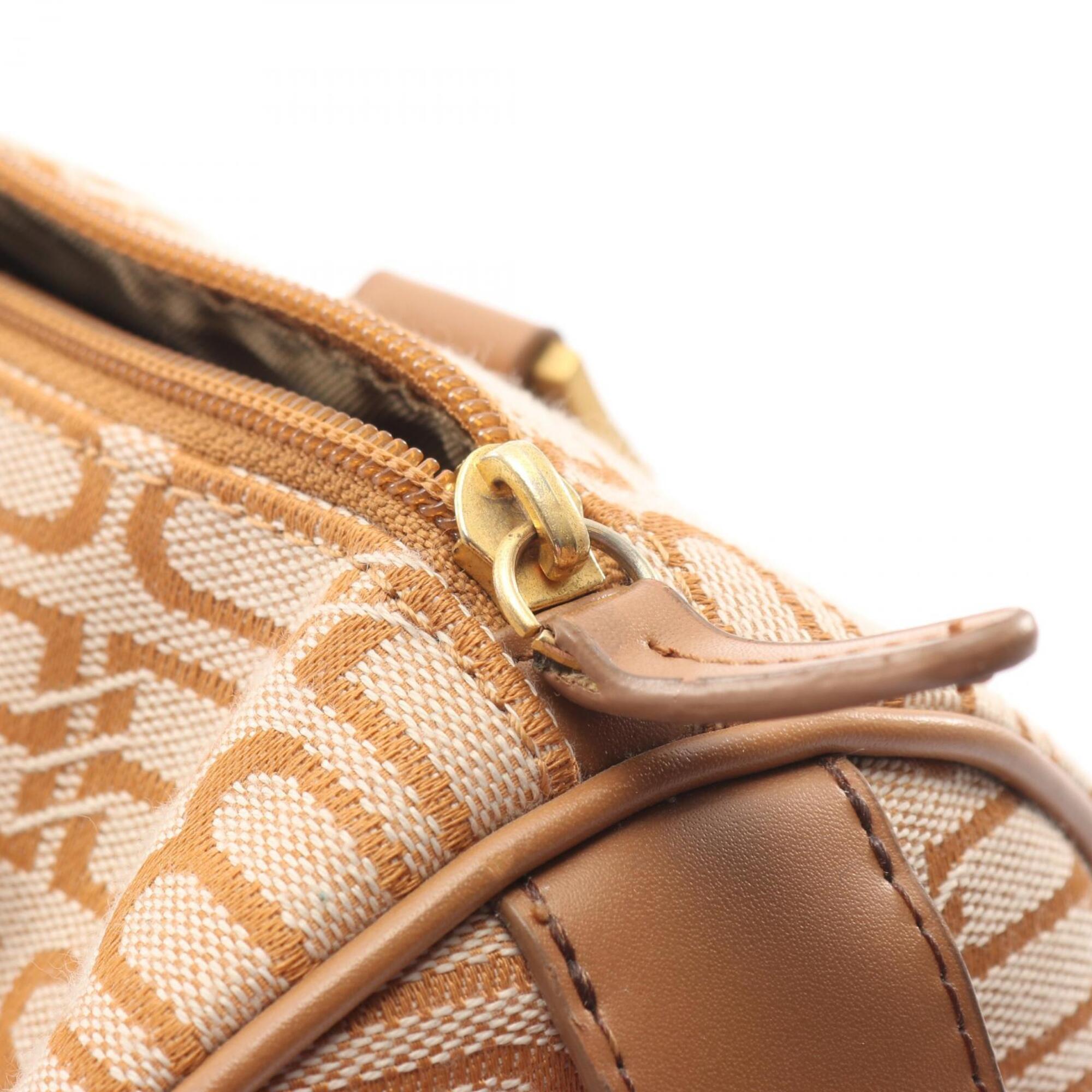 Balenciaga Beige Brown Canvas Leather Handbag (Pre-Owned)