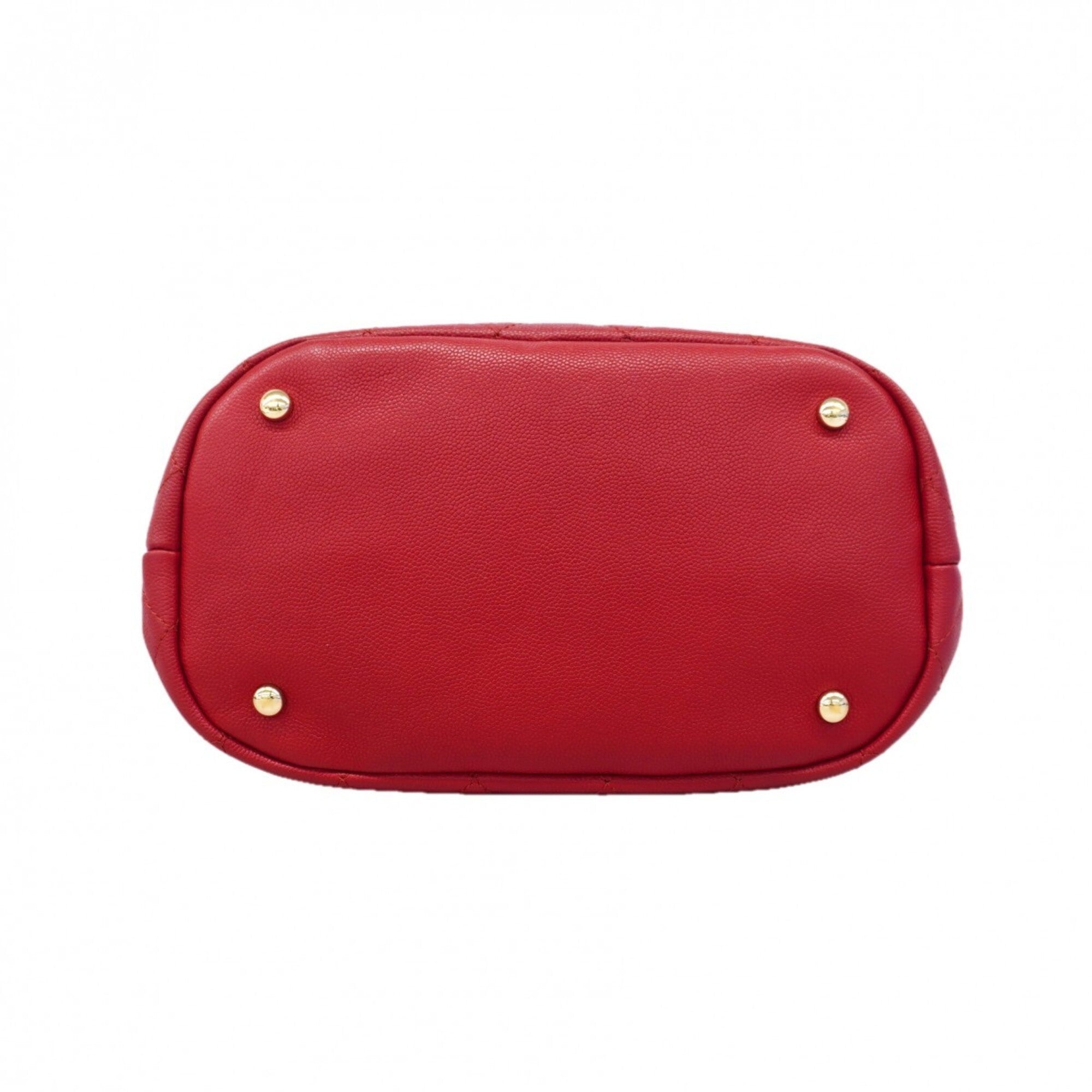 Chanel Red Color Grained Calfskin Handbag (Pre-Owned)