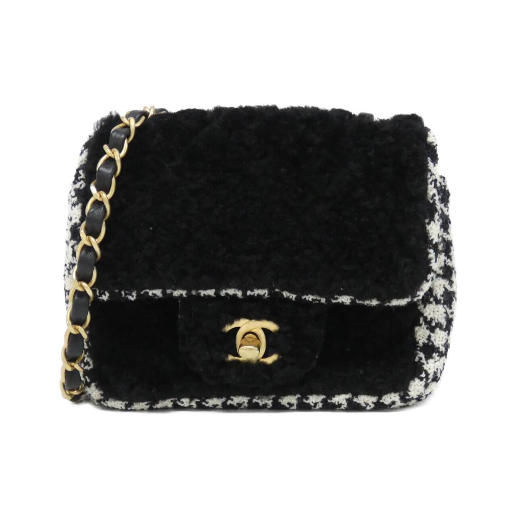 Chanel Black White Tweed Leather Shoulder Bag (Pre-Owned)