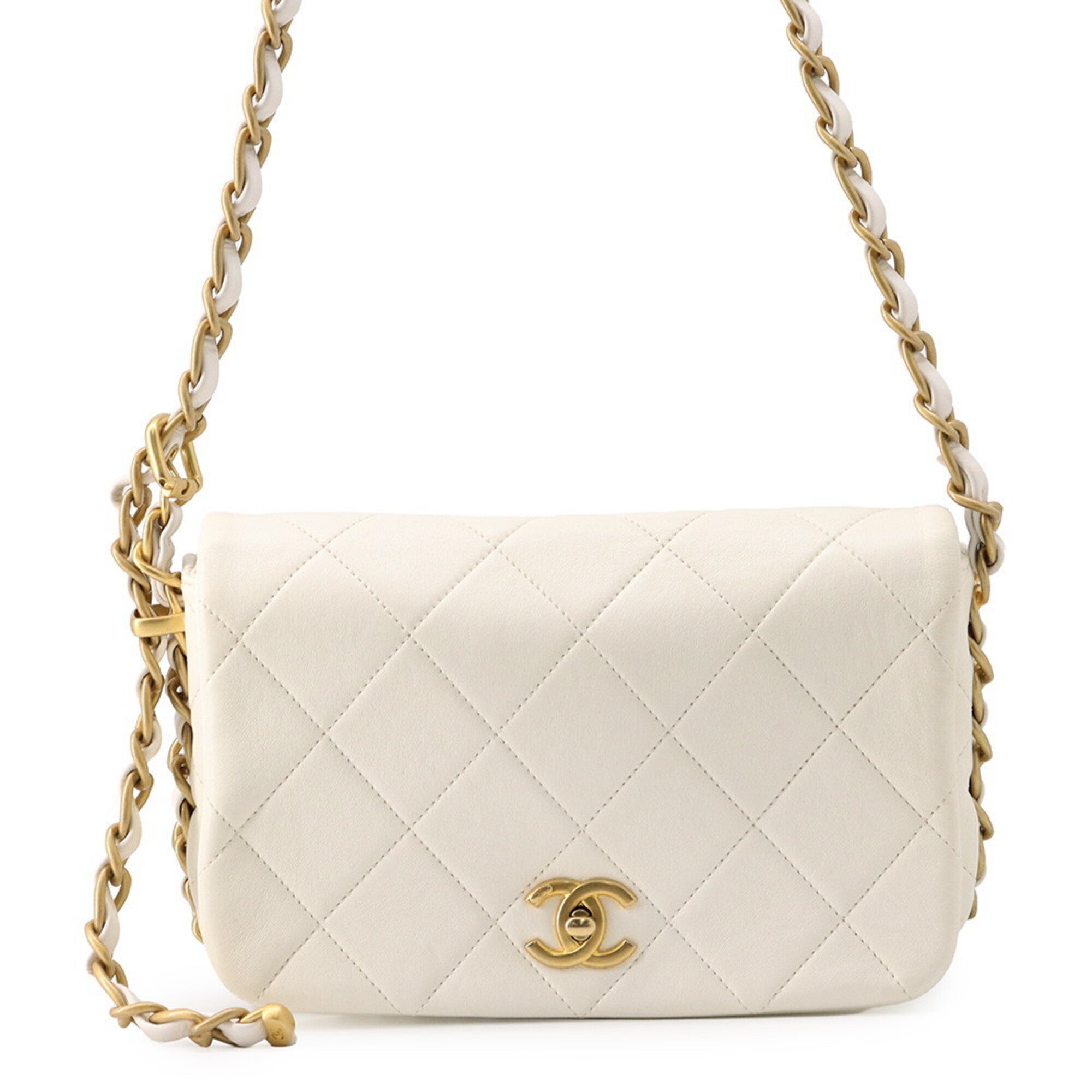 Chanel White Leather Shoulder Bag (Pre-Owned)