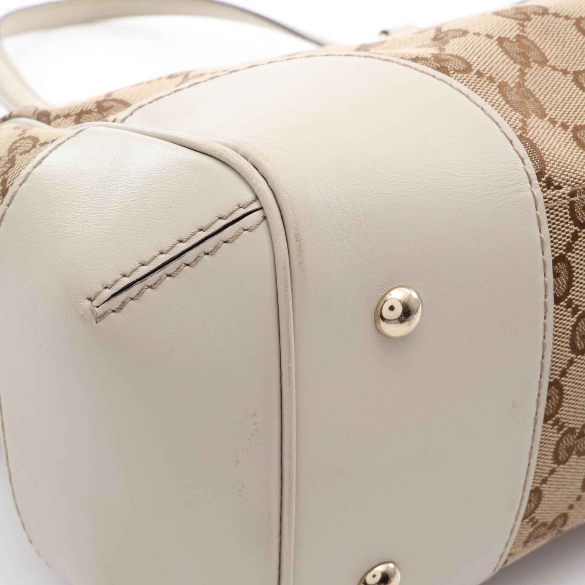 Gucci Beige Ivory Multi-Color Gg Canvas Leather Handbag Tote Bag (Pre-Owned)