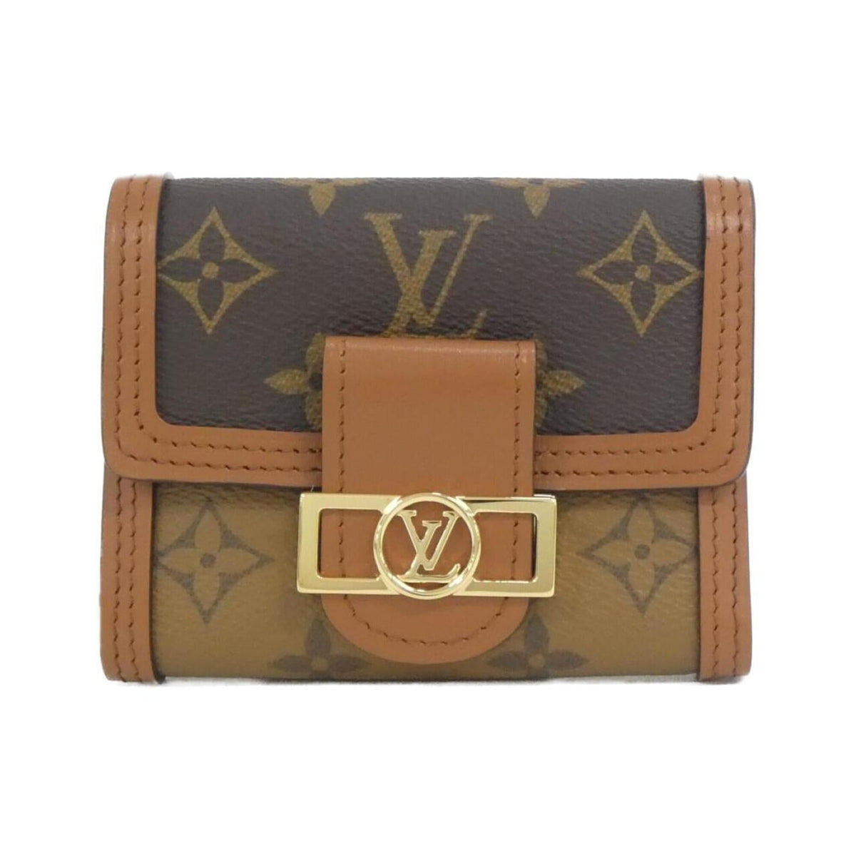 Louis Vuitton Marron Monogram Coated Canvas Wallet (Tri-Fold) (Pre-Owned)
