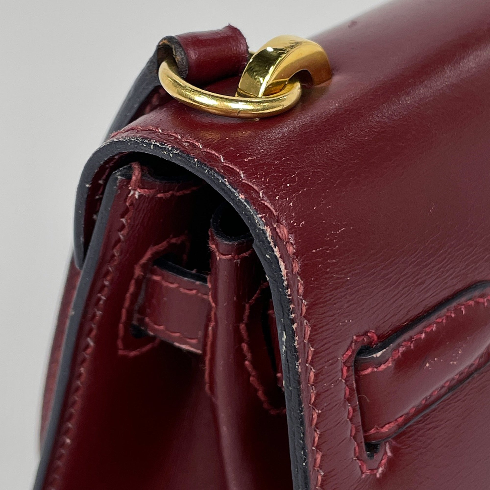 Hermes Red Color Box Calf Leather Shoulder Bag (Pre-Owned)