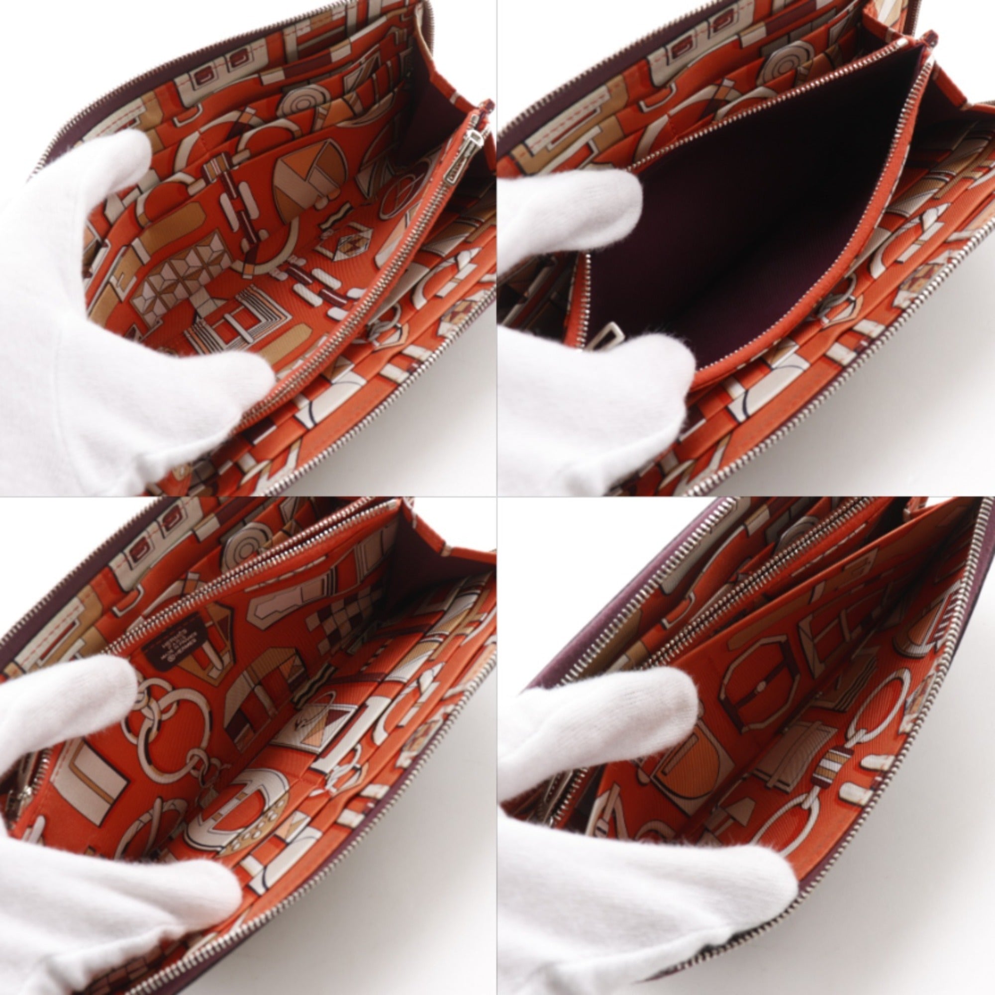 Hermes Red Color Wine Epsom Leather Long Wallet (Bi-Fold) (Pre-Owned)