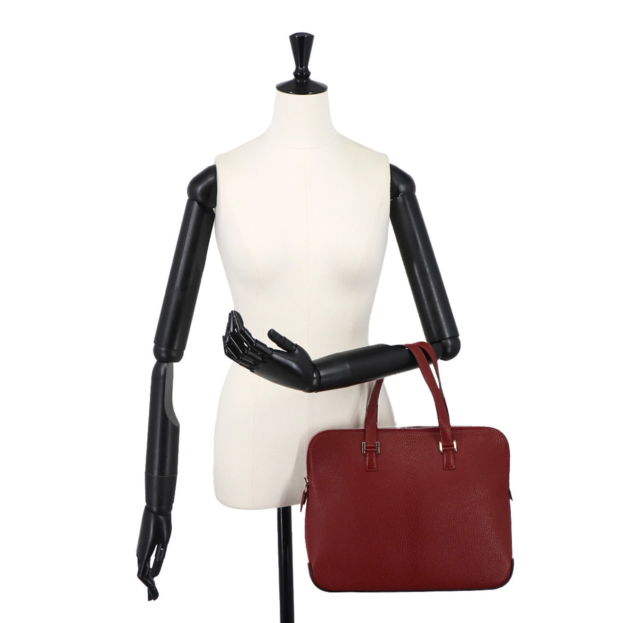Hermes Rouge H Chevre Leather Handbag (Pre-Owned)