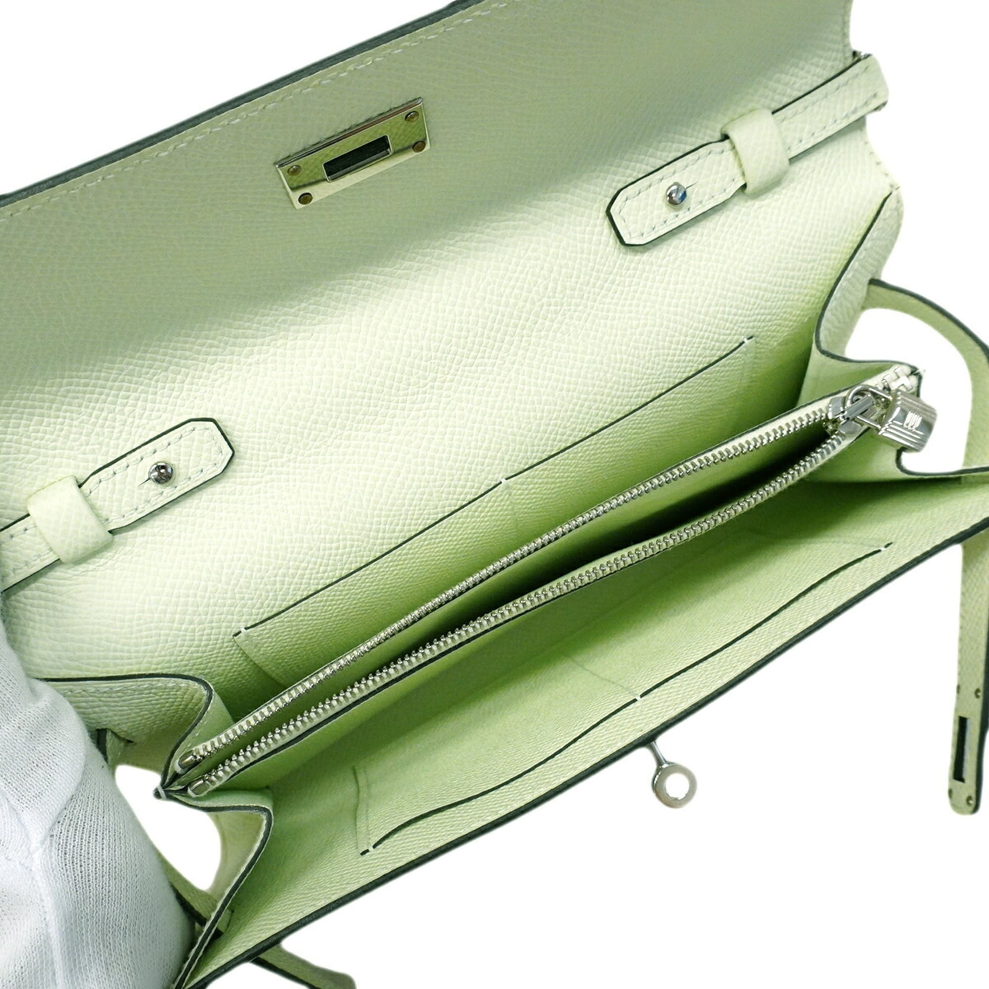 Hermes Green Epsom Leather Chain/Shoulder Wallet (Pre-Owned)