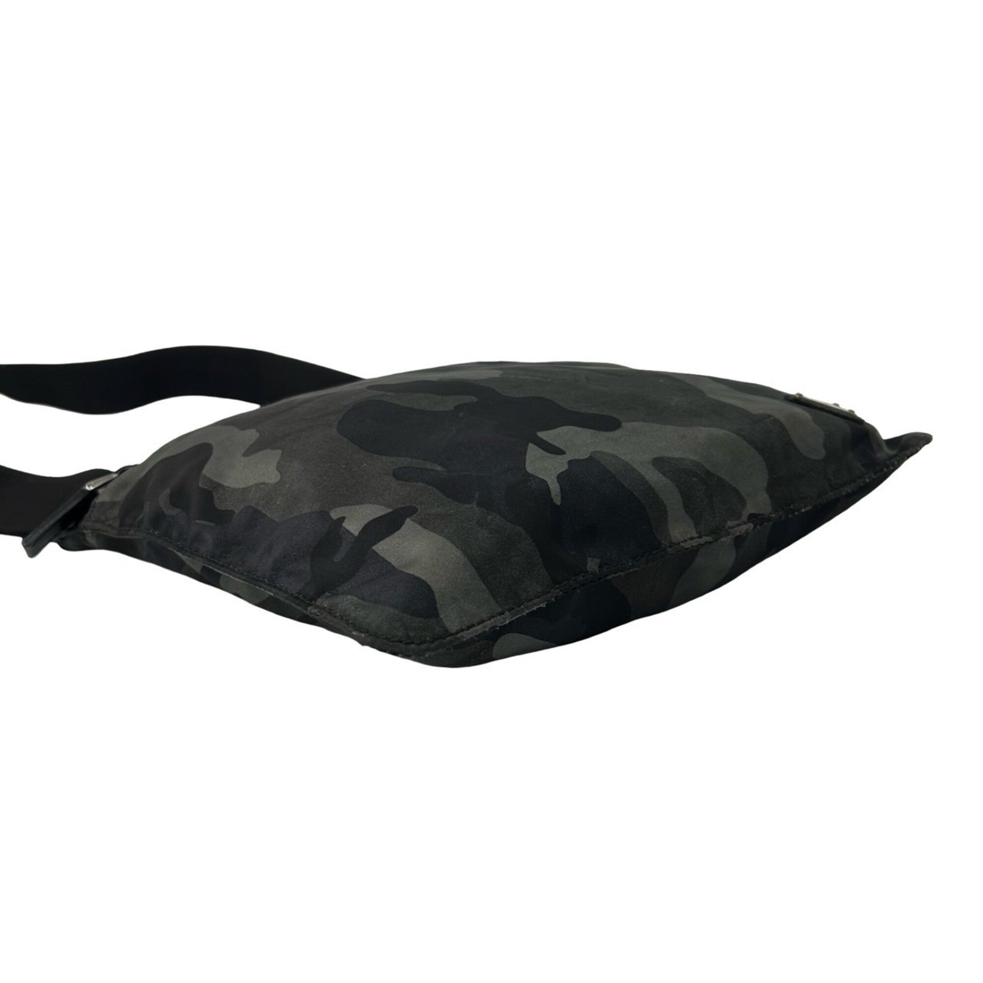 Prada Black Khaki Nylon Leather Shoulder Bag (Pre-Owned)