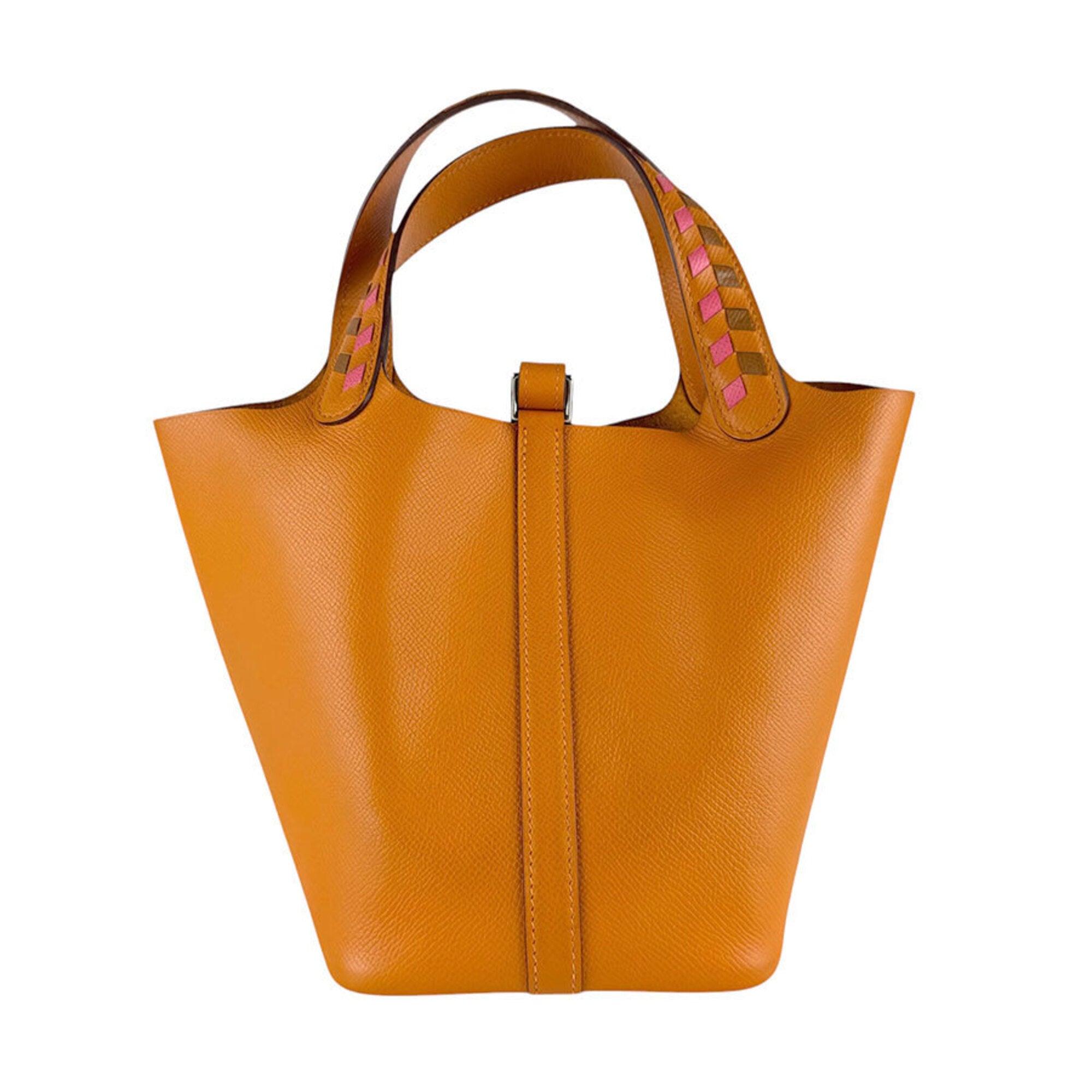 Hermes Brown Orange Rose Azalee Epsom Leather Handbag (Pre-Owned)