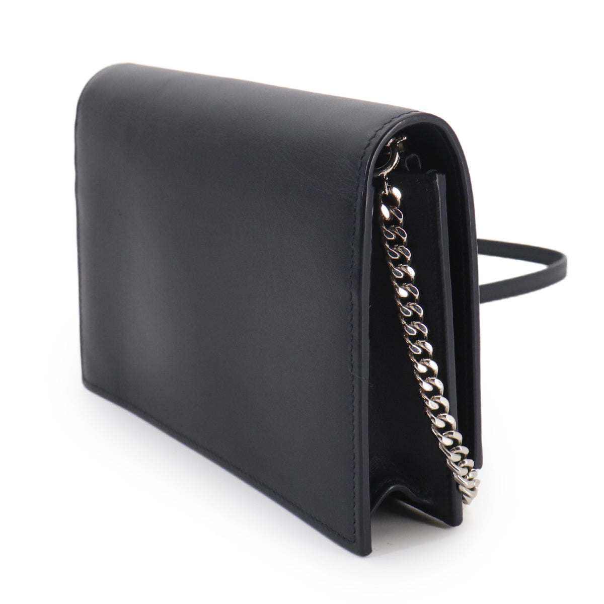 Saint Laurent Navy Leather Chain/Shoulder Wallet (Pre-Owned)