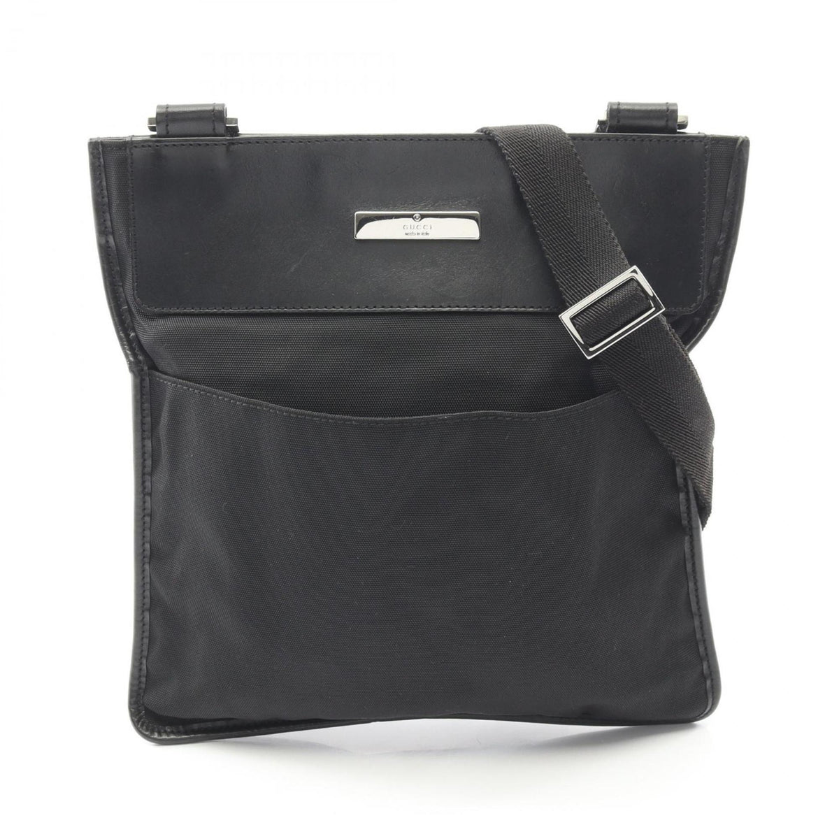 Gucci Black Canvas Leather Shoulder Bag (Pre-Owned)