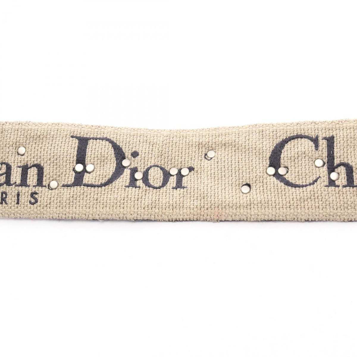 Christian Dior Ivory Navy Canvas Leather Handbag Saddle Bag (Pre-Owned)