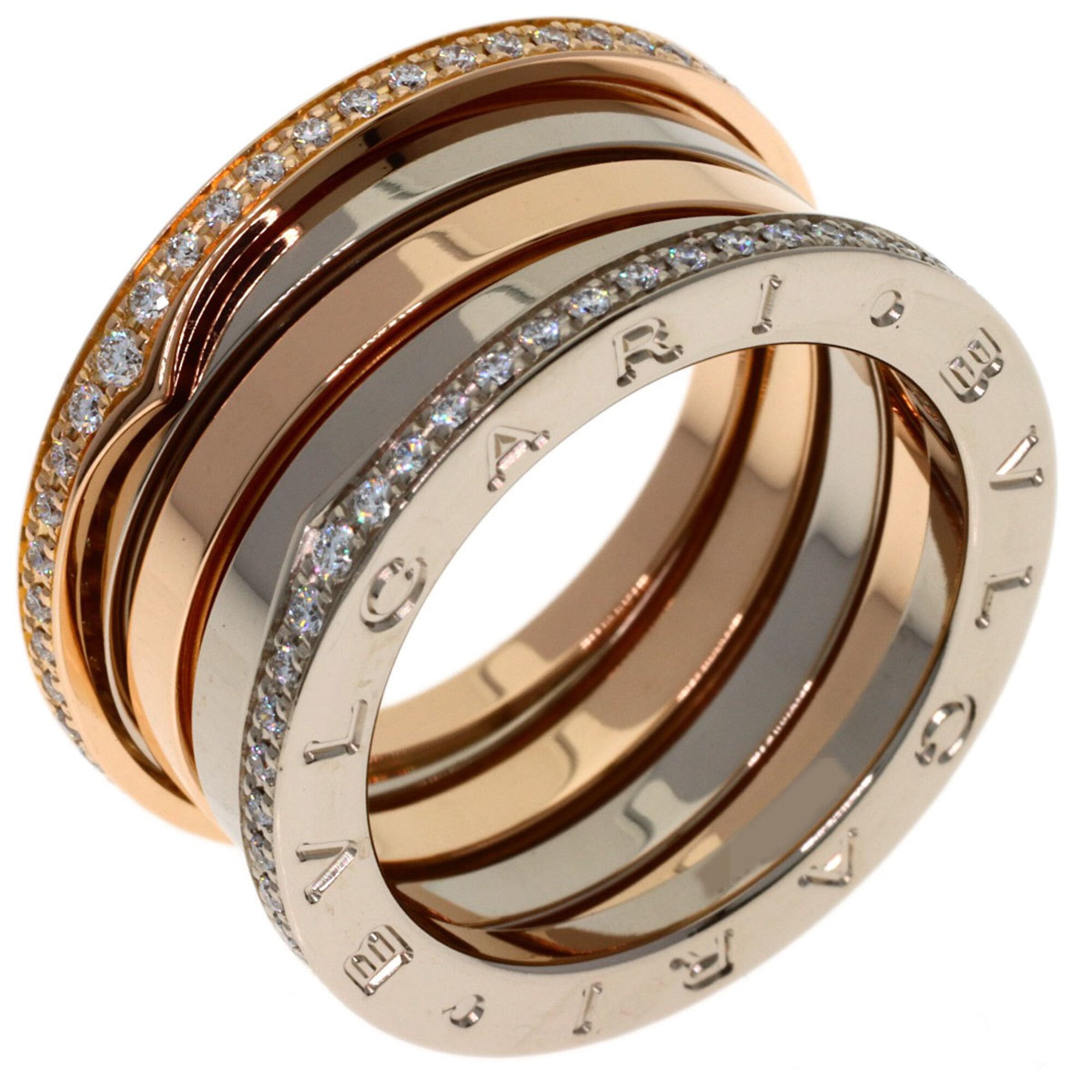 Bvlgari Yellow Gold (18K) Pink Gold (18K) White Gold (18K) Band Ring (Pre-Owned)