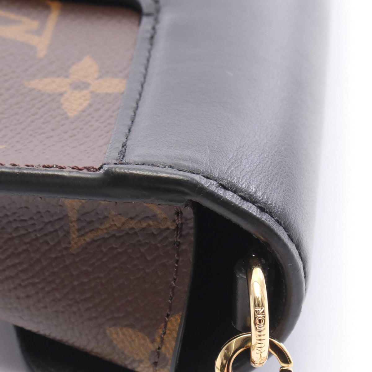 Louis Vuitton Black Brown Monogram Coated Canvas Leather Handbag Shoulder Bag (Pre-Owned)