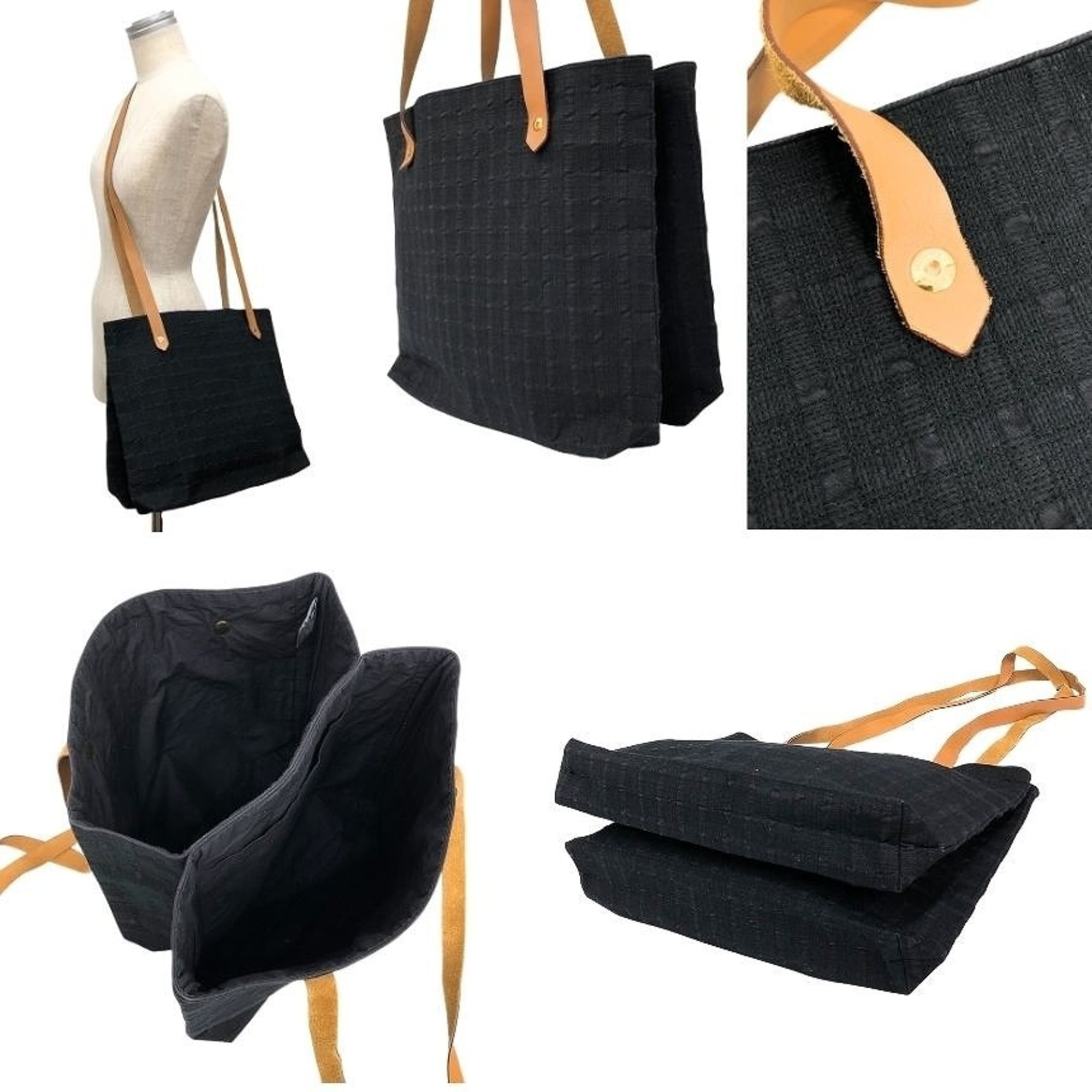 Hermes Black Canvas Tote Bag (Pre-Owned)