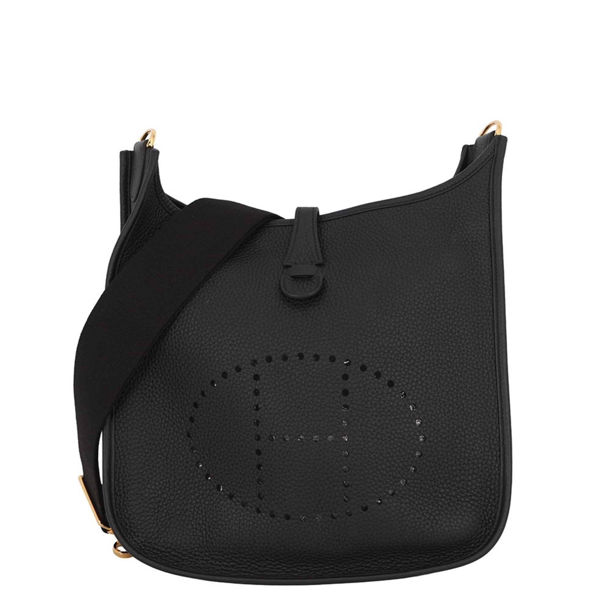 Hermes Evelyne Black Taurillon Clemence Leather Handbag Shoulder Bag (Pre-Owned)