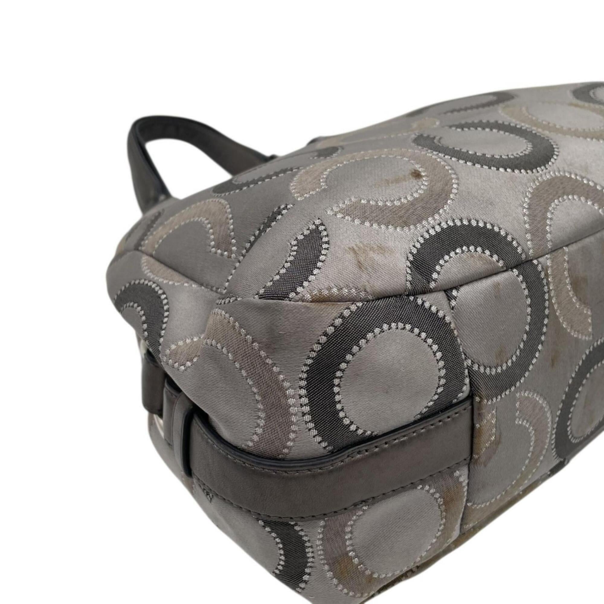 Coach Dark Gray Gray Canvas Leather Shoulder Bag (Pre-Owned)