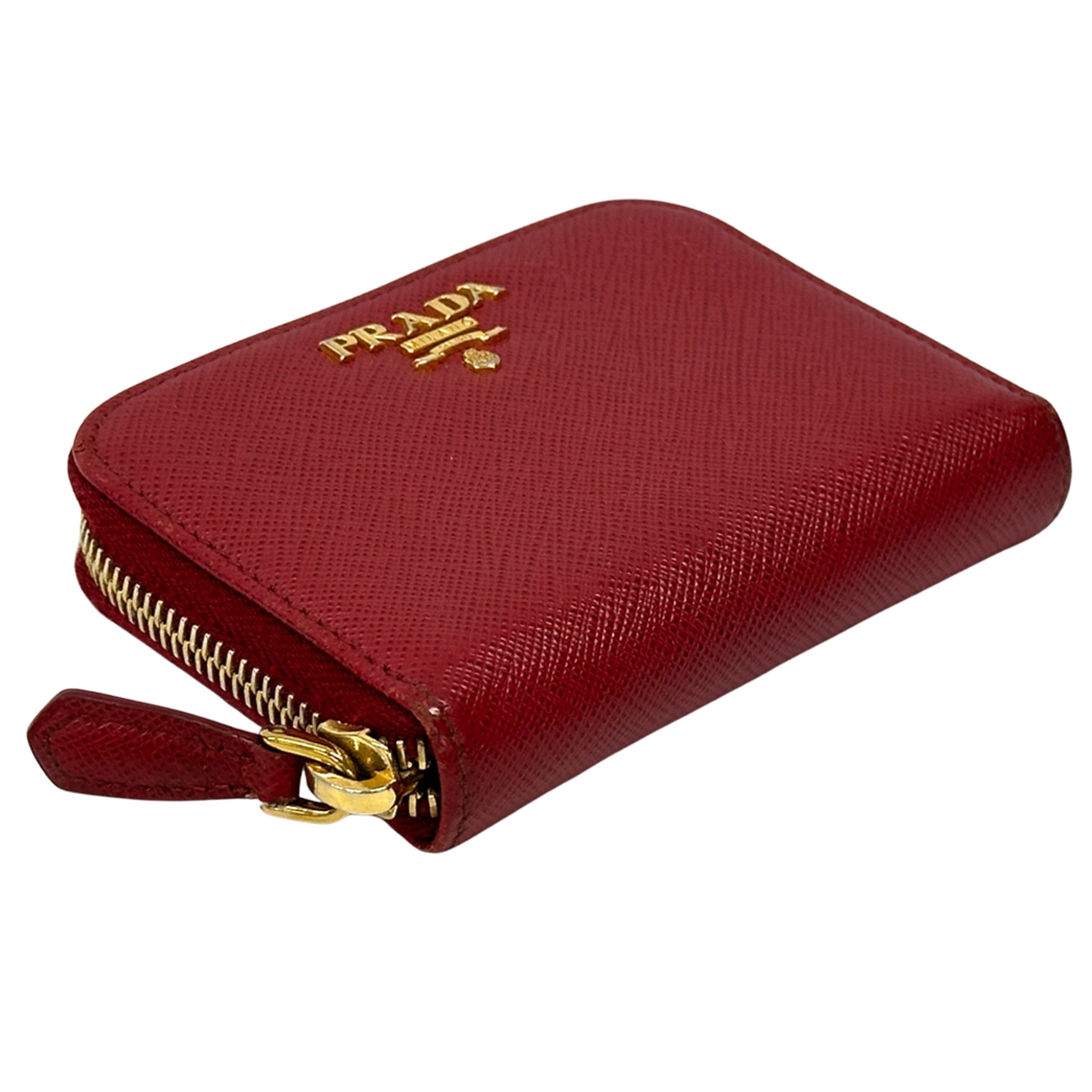 Prada Red Color Saffiano Coin Purse/Coin Case (Pre-Owned)