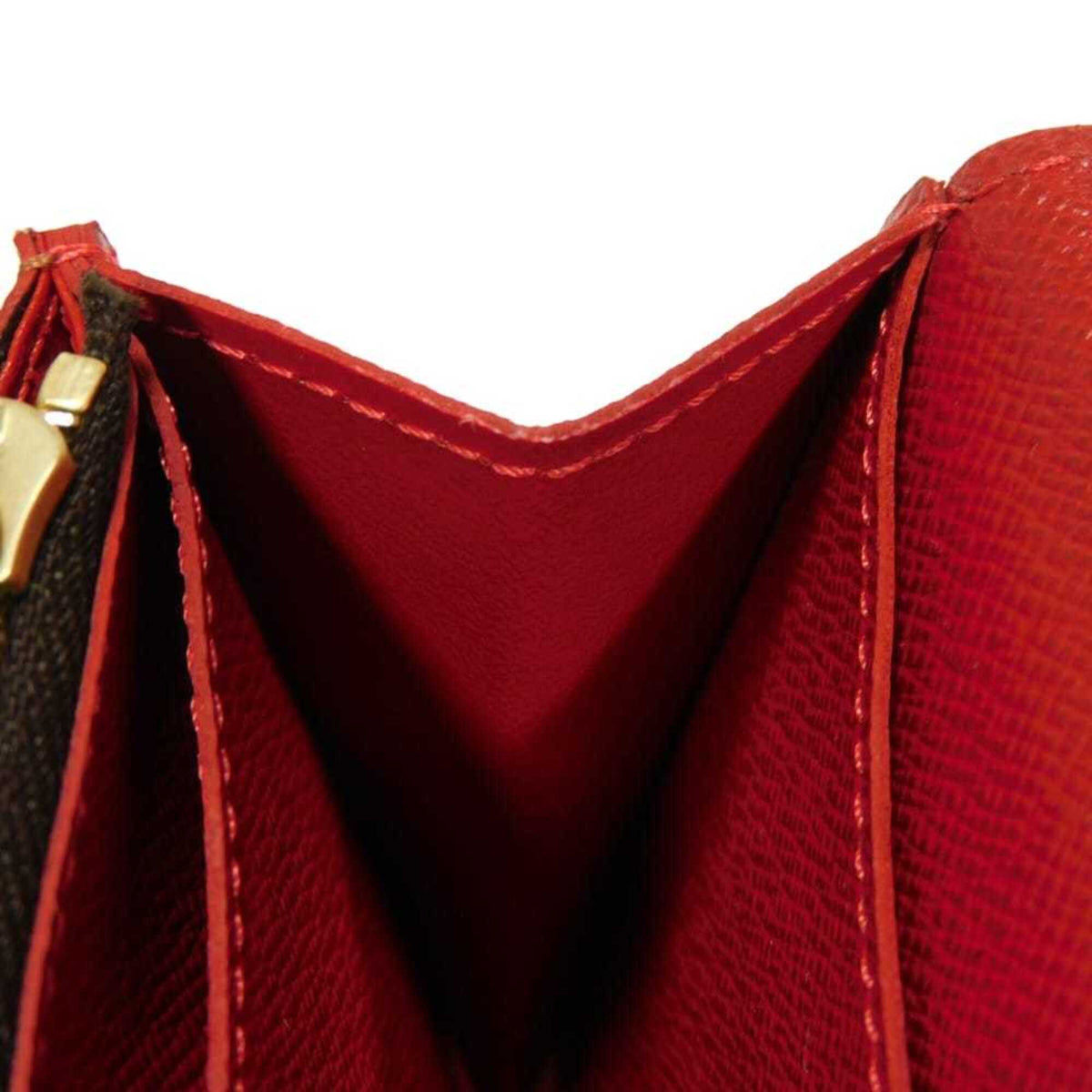 Louis Vuitton Brown Cerise Damier Canvas Ebene Red Color Damier Canvas Long Wallet (Bi-Fold) (Pre-Owned)