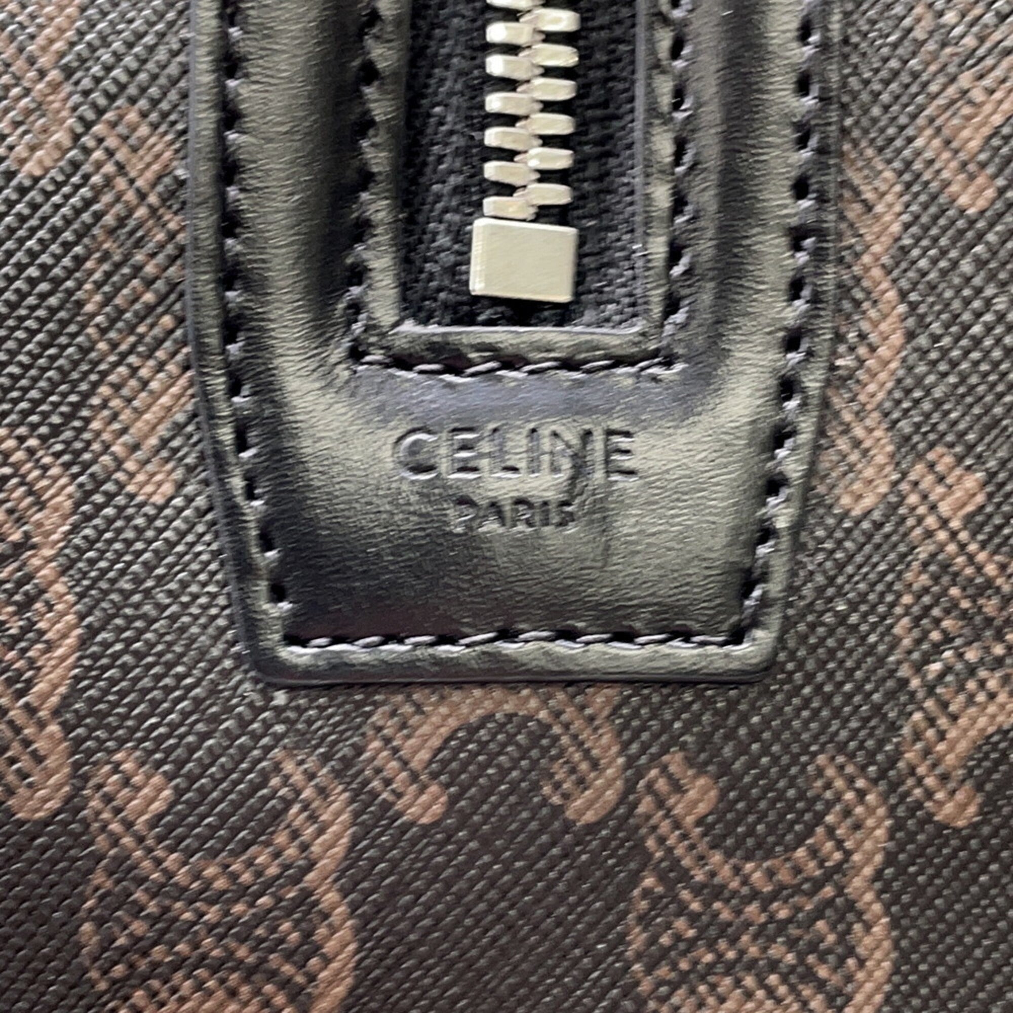 Celine Brown Leather Pvc Boston Bag Handbag (Pre-Owned)