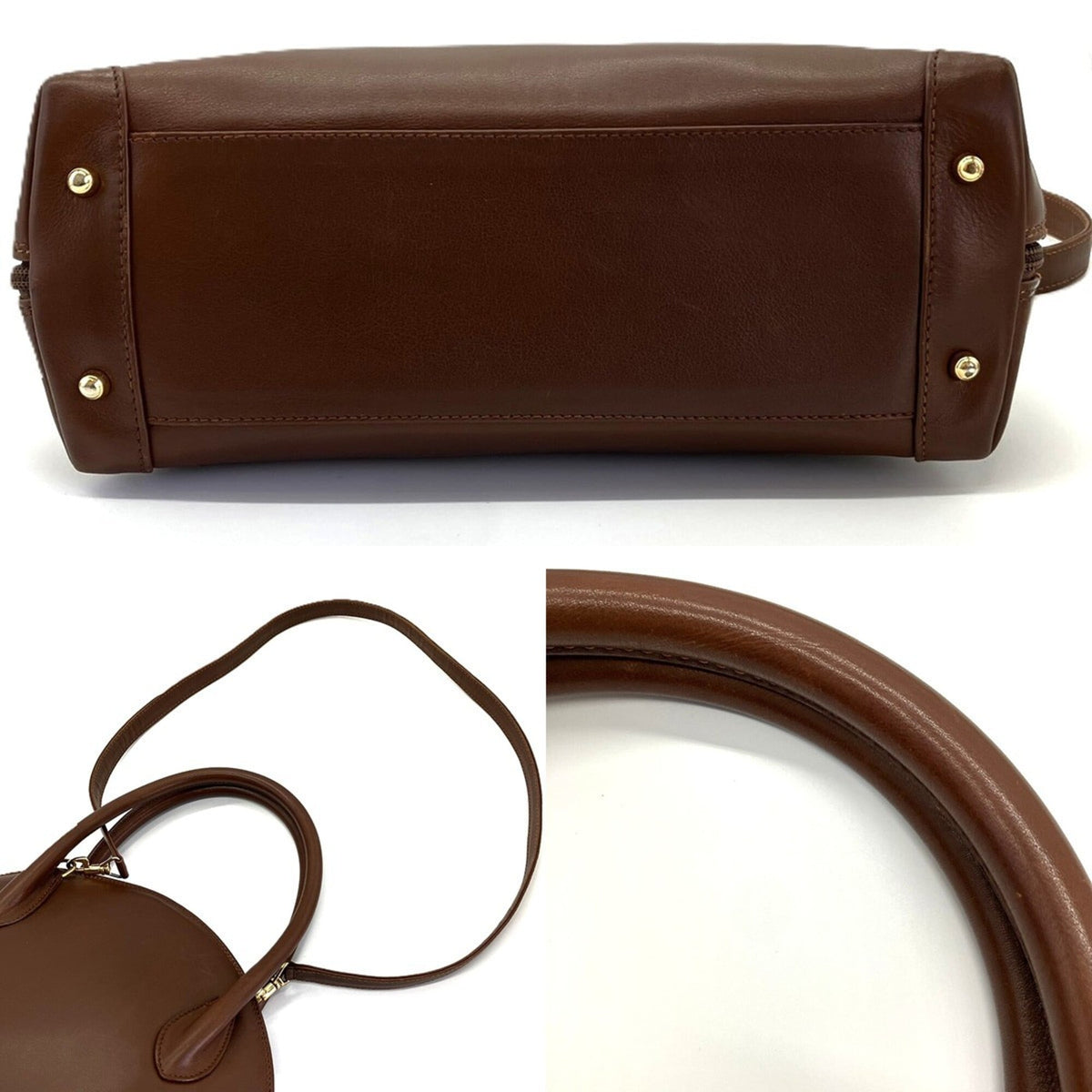 Gucci Brown Bamboo Leather Handbag Shoulder Bag (Pre-Owned)