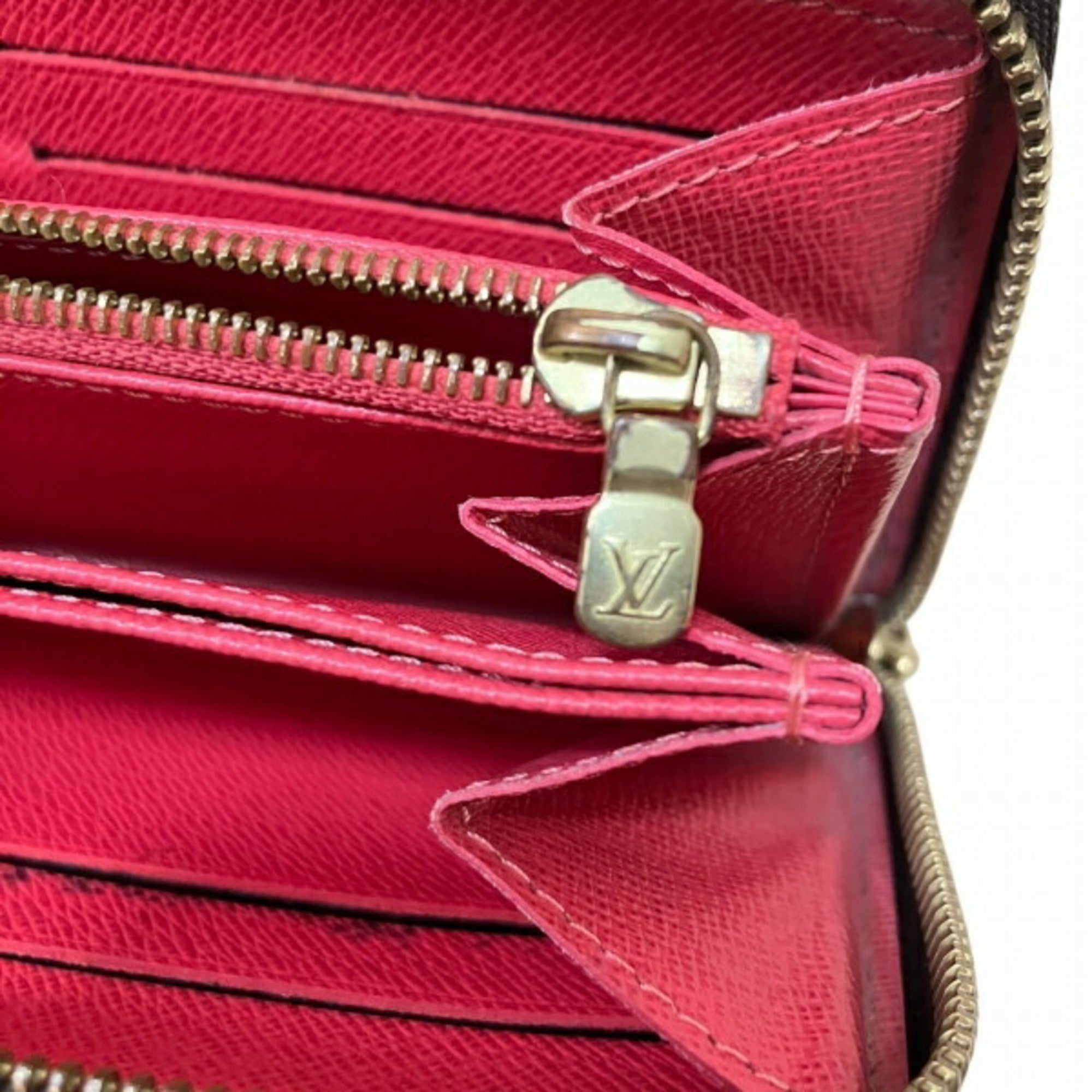 Louis Vuitton Brown Monogram Orange Red Color Long Wallet (Bi-Fold) (Pre-Owned)