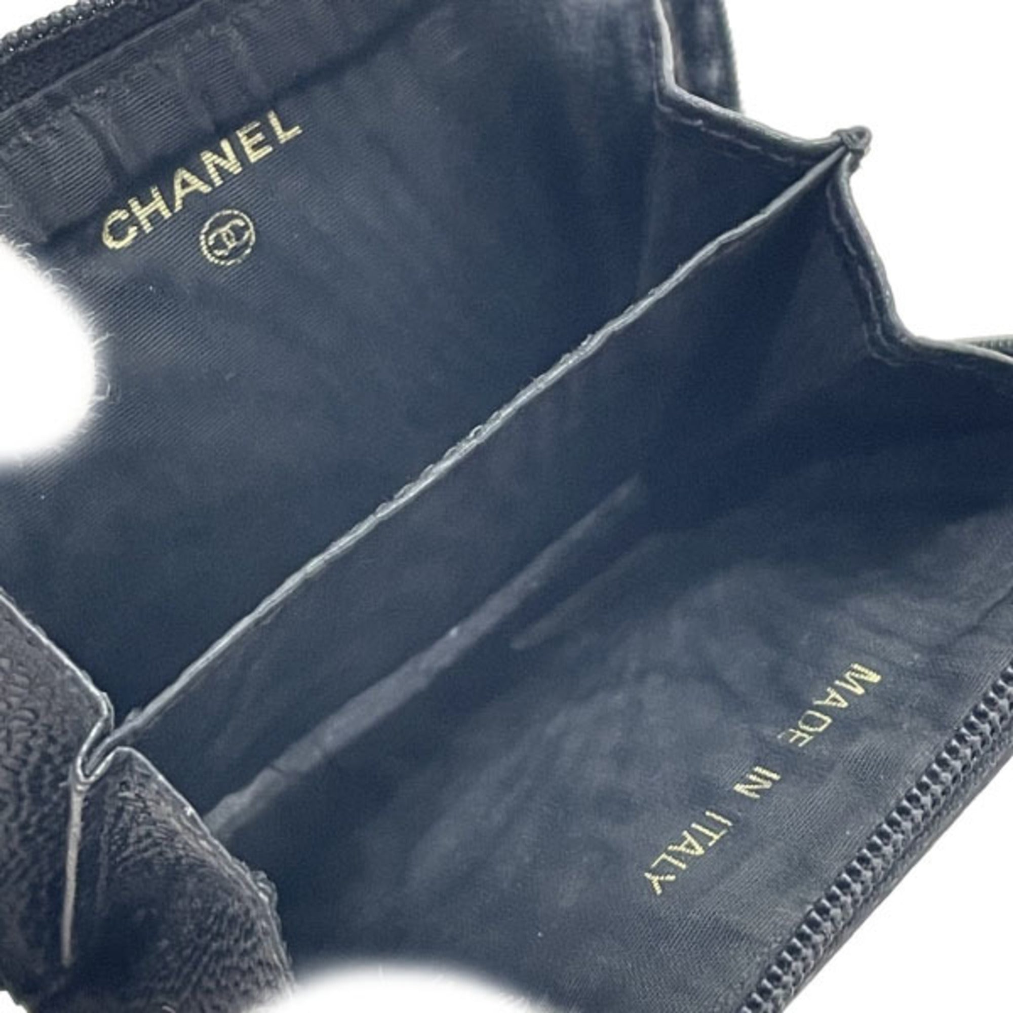 Chanel Black Grained Calfskin Coin Purse/Coin Case (Pre-Owned)