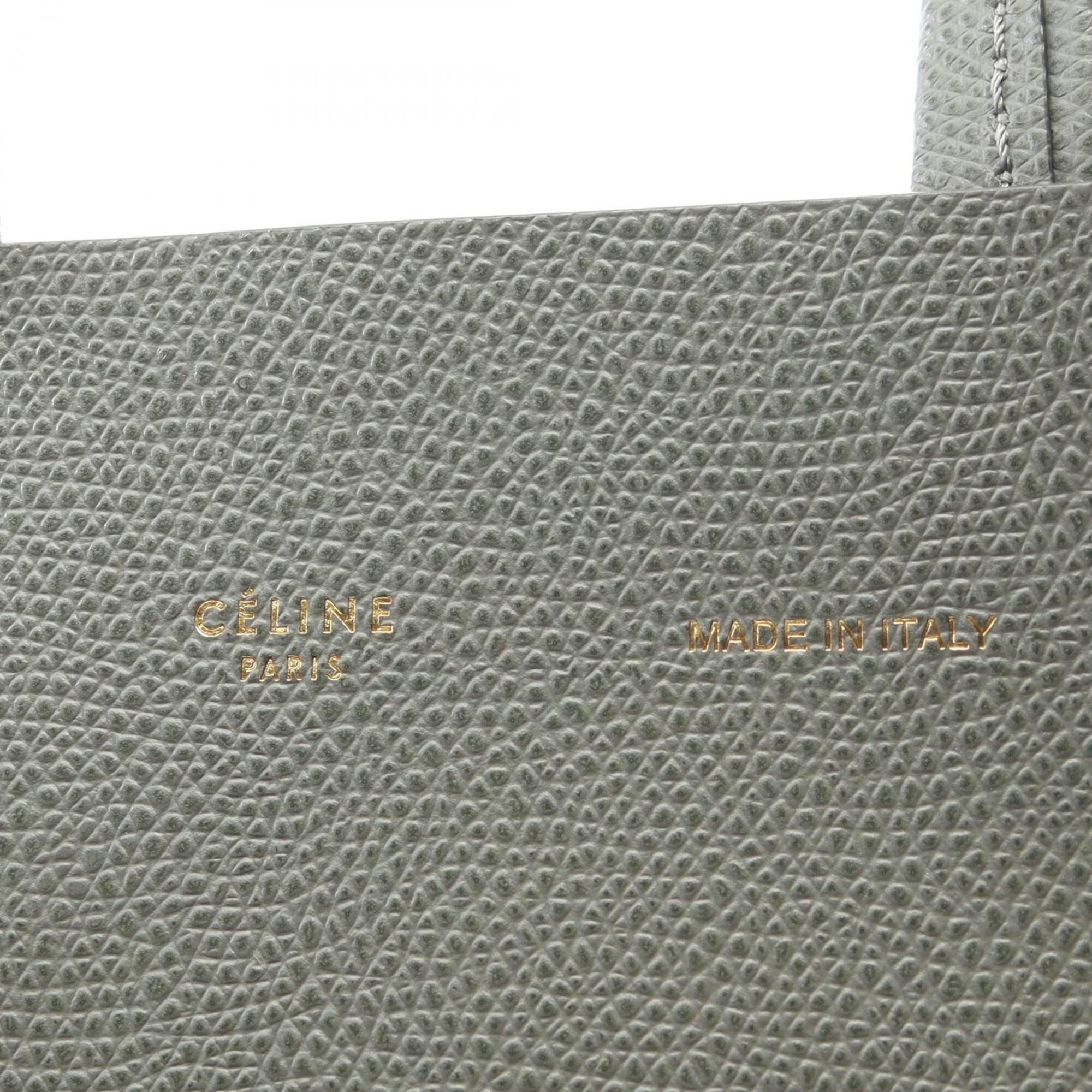 Celine Cabas Gray Leather Handbag Tote Bag (Pre-Owned)